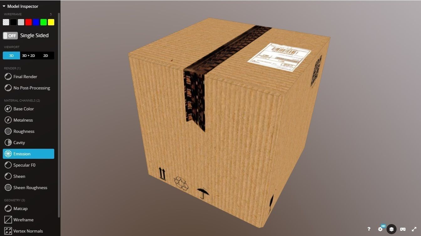 Box 300X300X300 Low poly model Low-poly 3D model_4