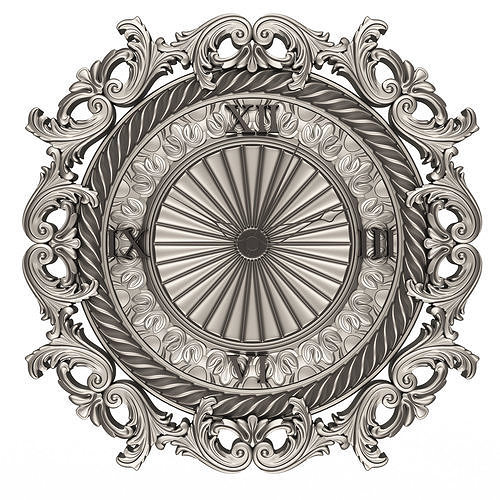 Classic Wall Clock 019 Chrome Low-poly 3D model