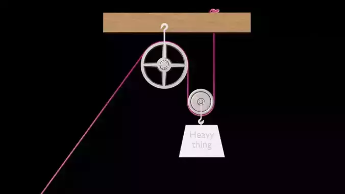 Mechanical Pulley Animated 6 3D model