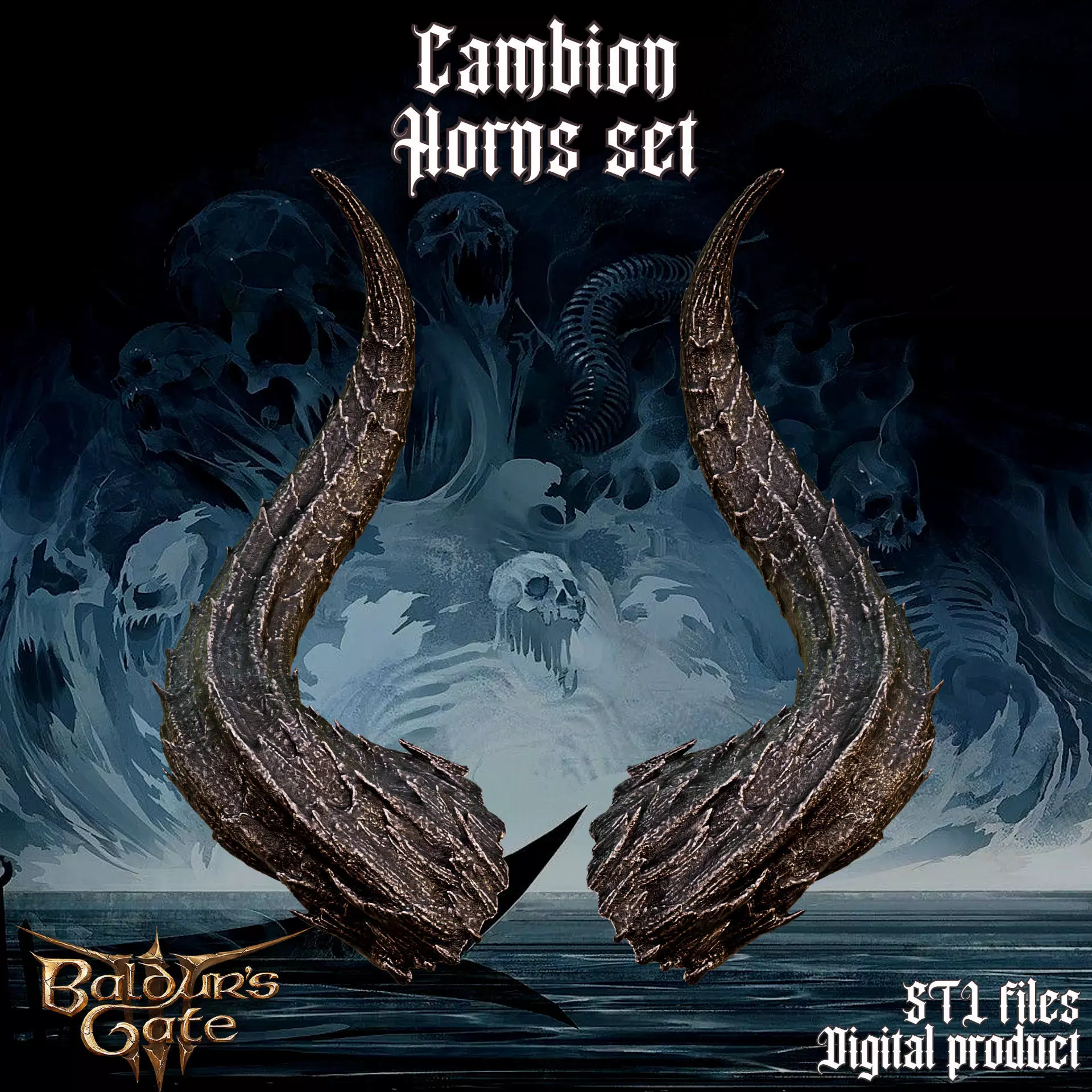 Fantasy Cambion Horns Set Baldurs Gate 3 3D print model_0