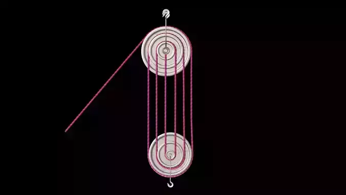 Mechanical Pulley Animated 7 3D model