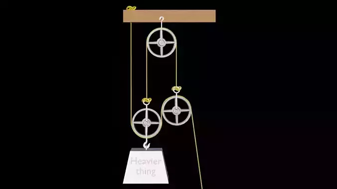 Mechanical Pulley Animated 8 3D model