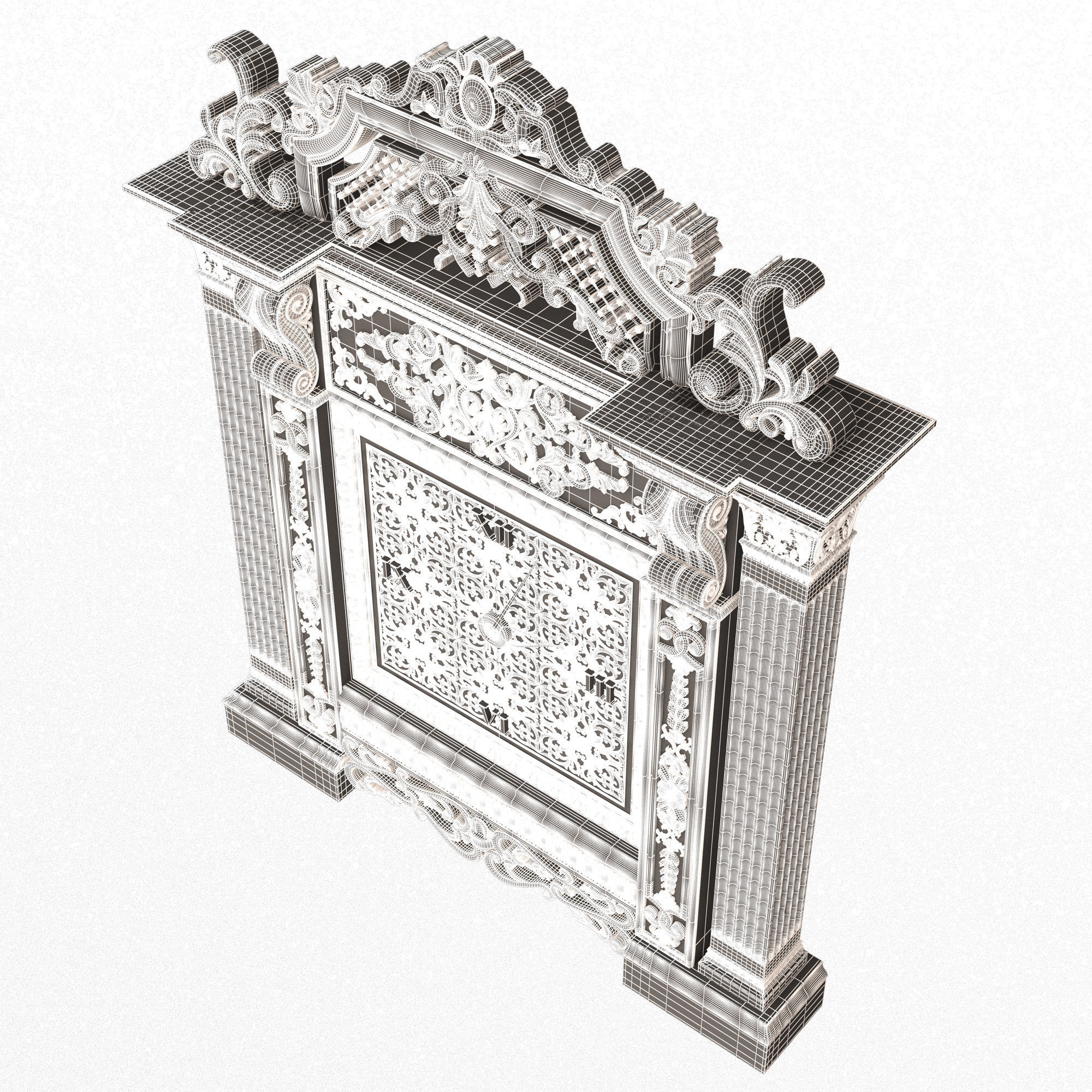 Classic Clock 020 Chrome Low-poly 3D model_13