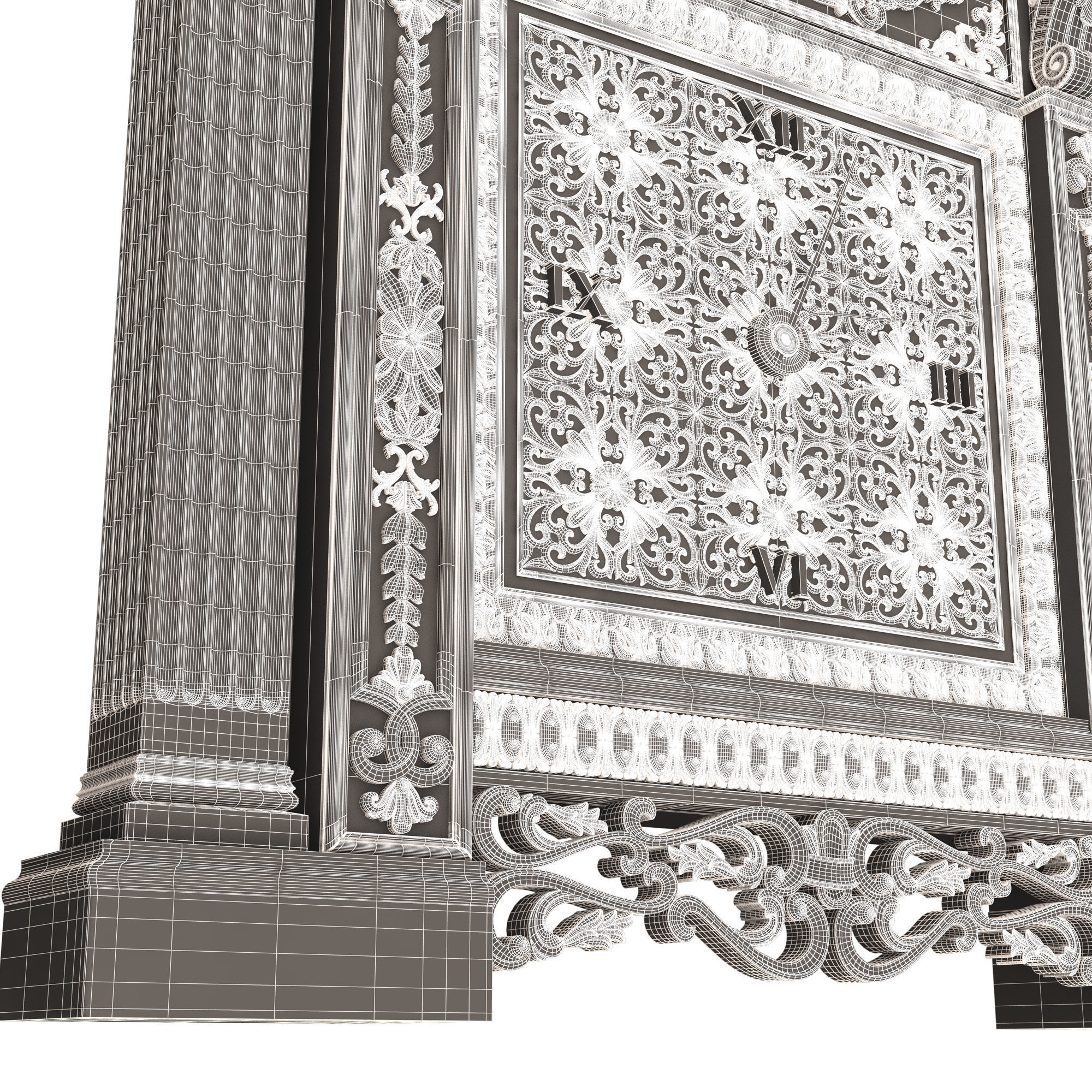 Classic Clock 020 Chrome Low-poly 3D model_11