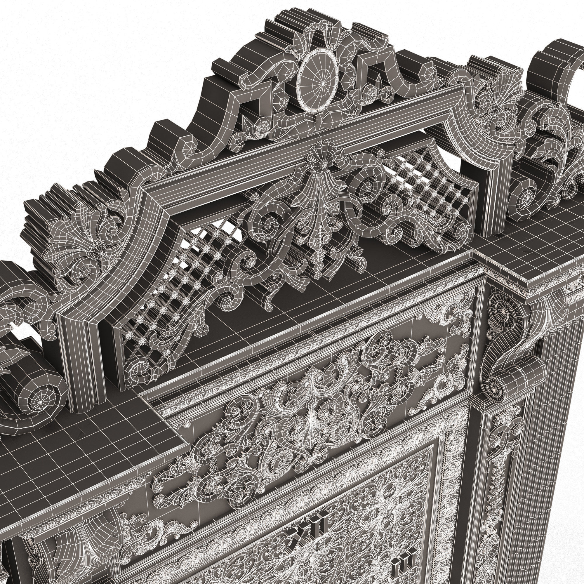 Classic Clock 020 Chrome Low-poly 3D model_28