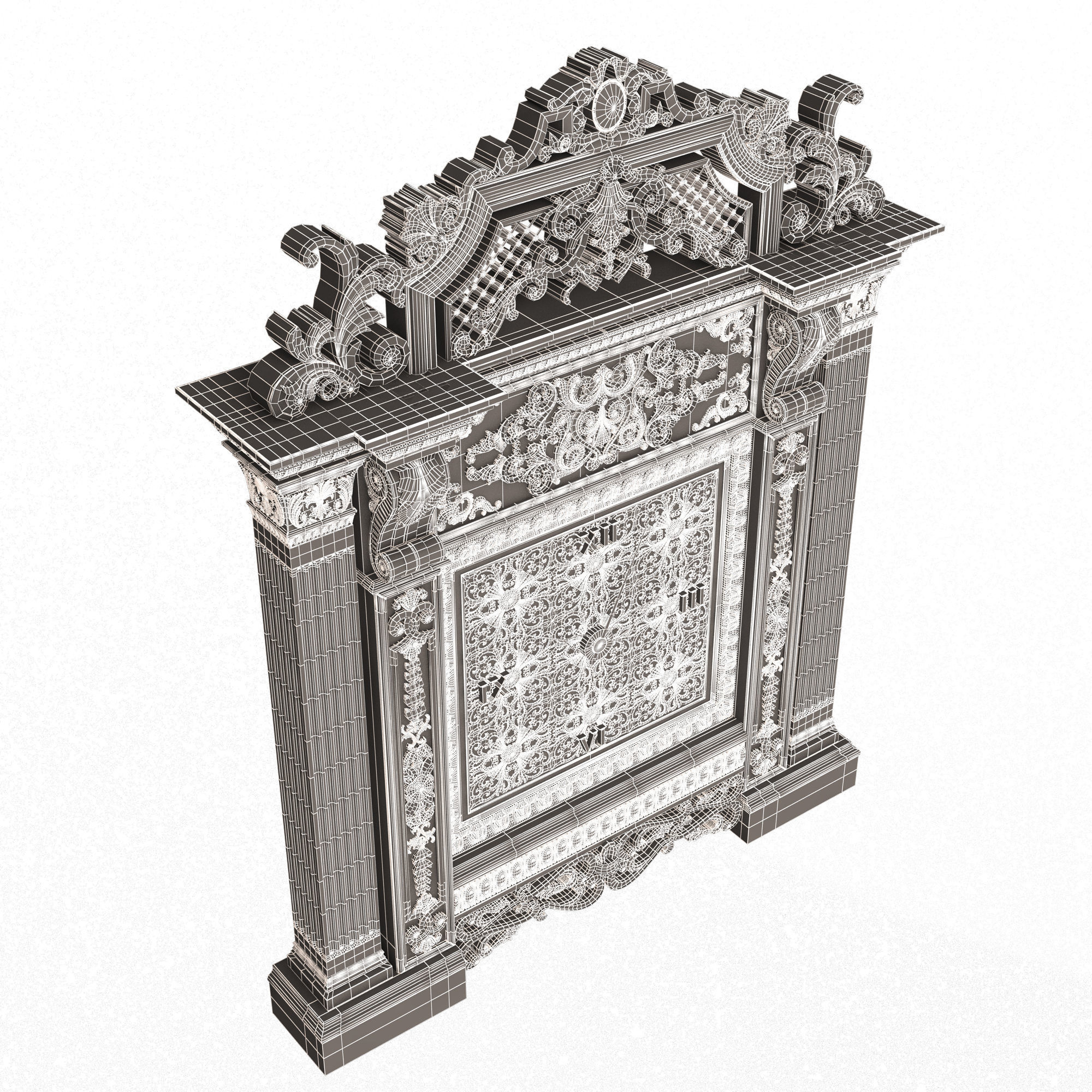 Classic Clock 020 Chrome Low-poly 3D model_22