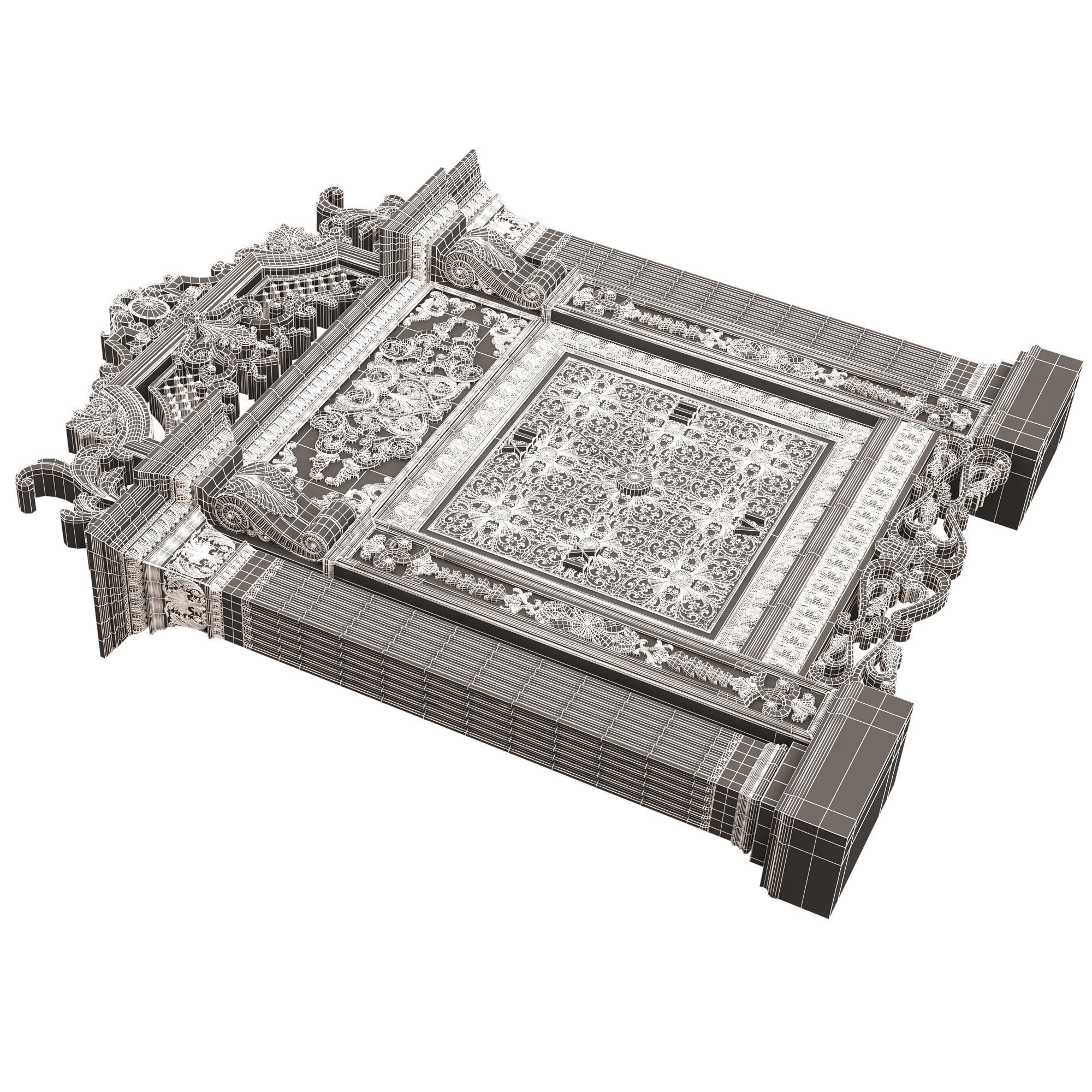 Classic Clock 020 Chrome Low-poly 3D model_26