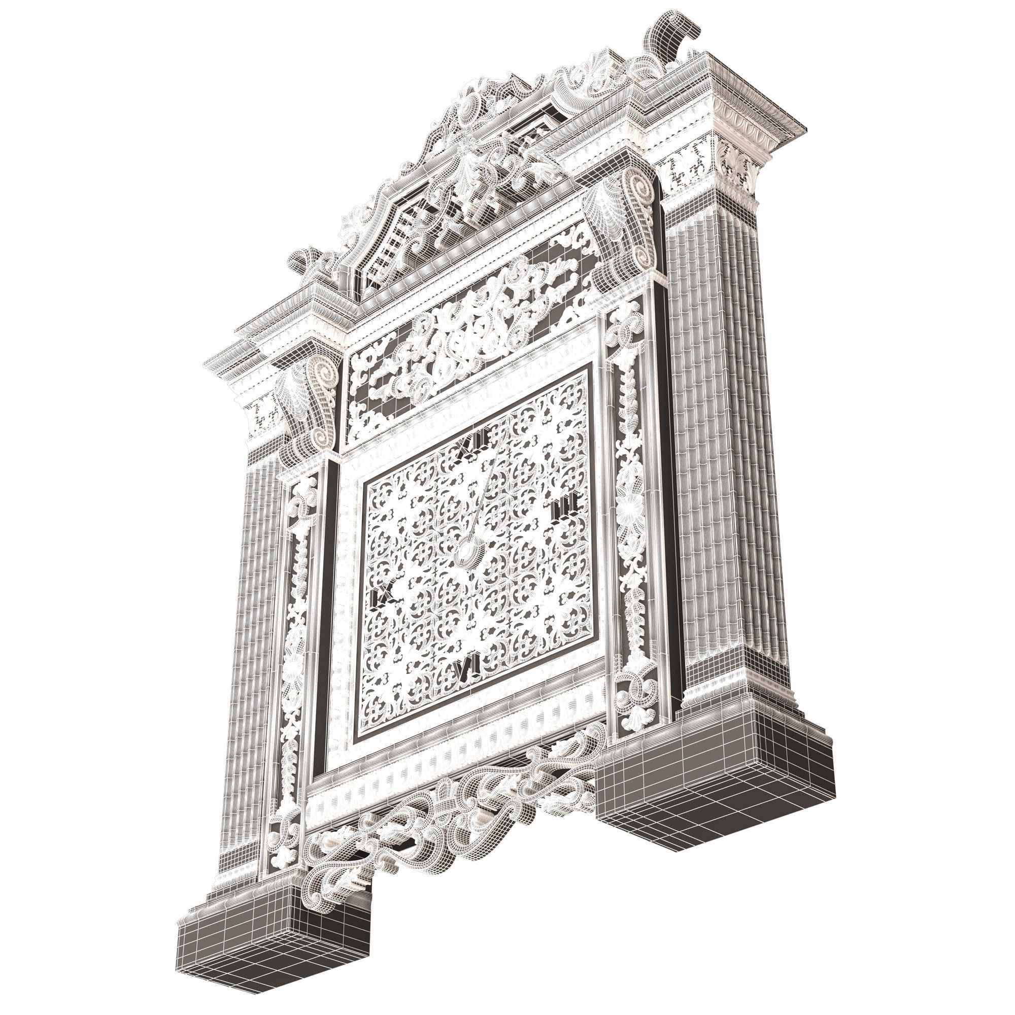Classic Clock 020 Chrome Low-poly 3D model_15