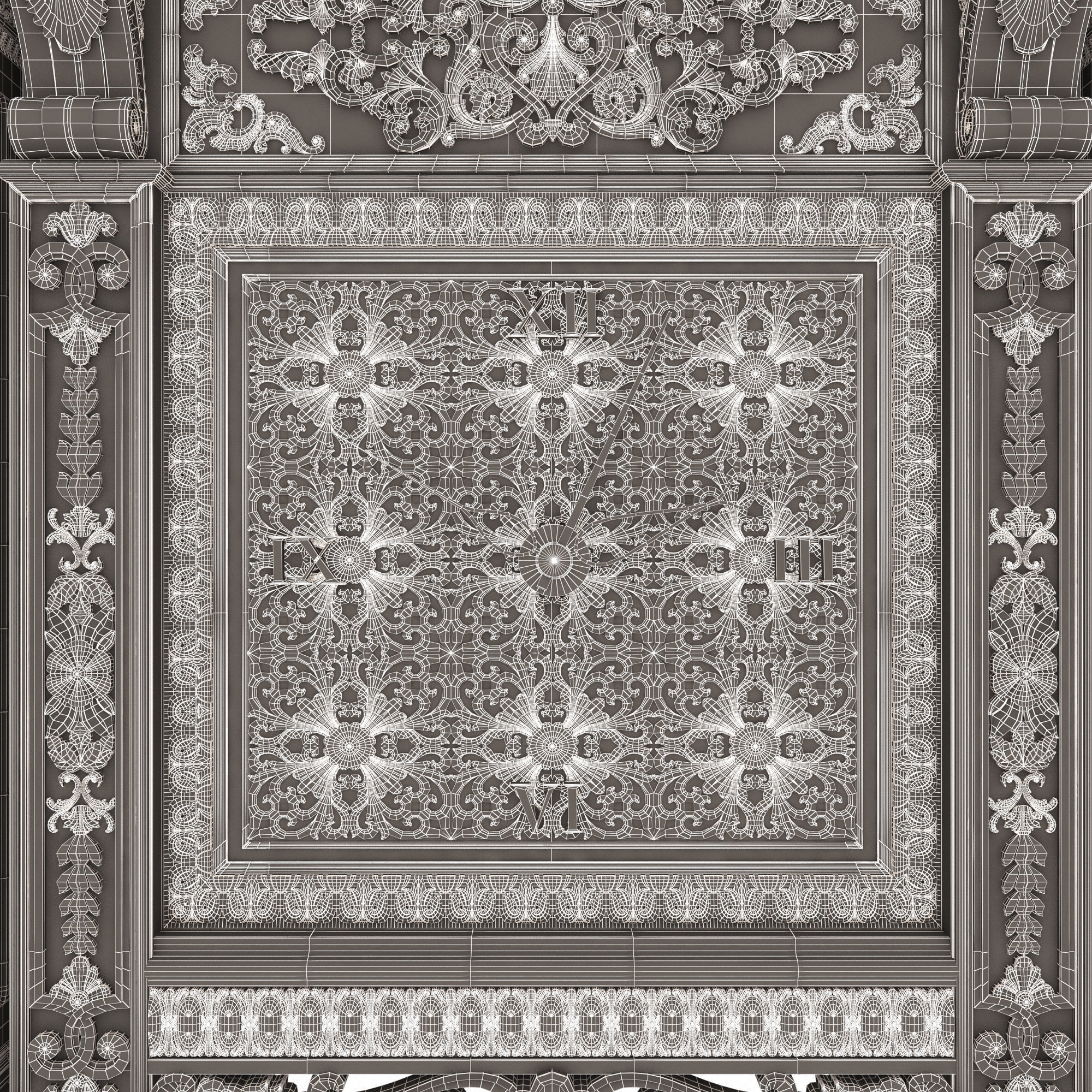 Classic Clock 020 Chrome Low-poly 3D model_27