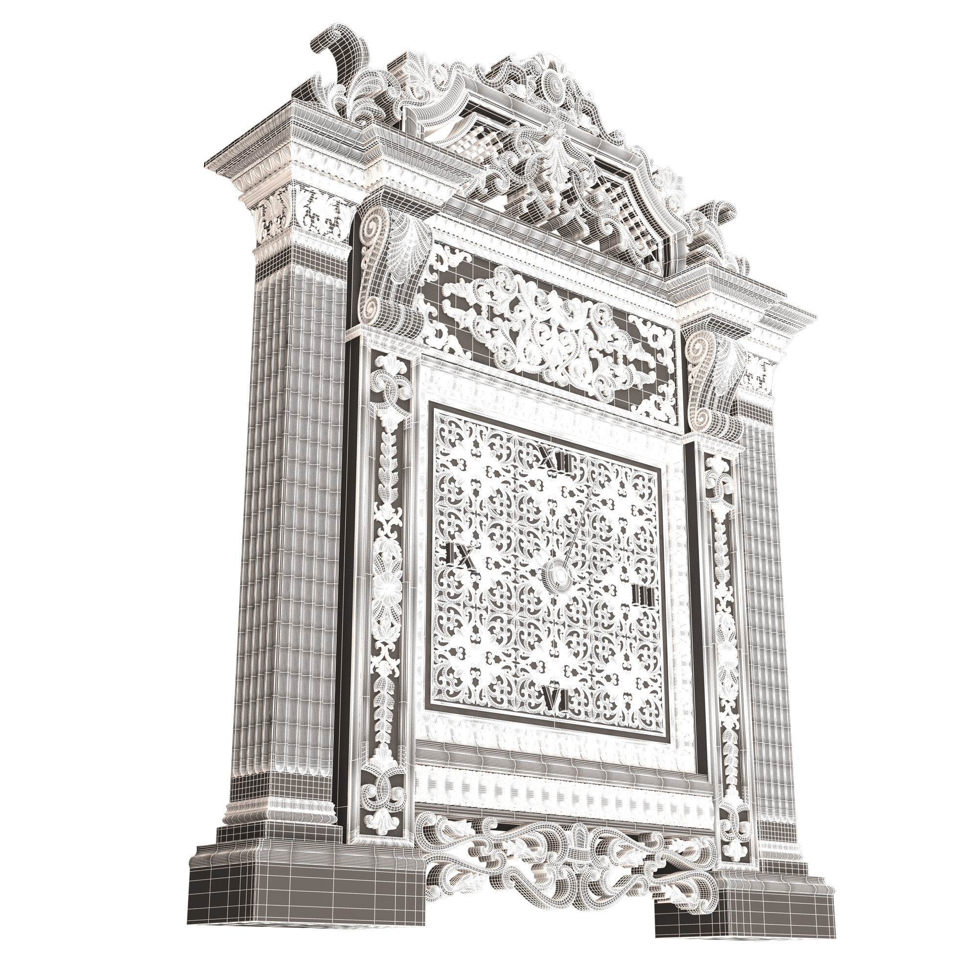Classic Clock 020 Chrome Low-poly 3D model_14