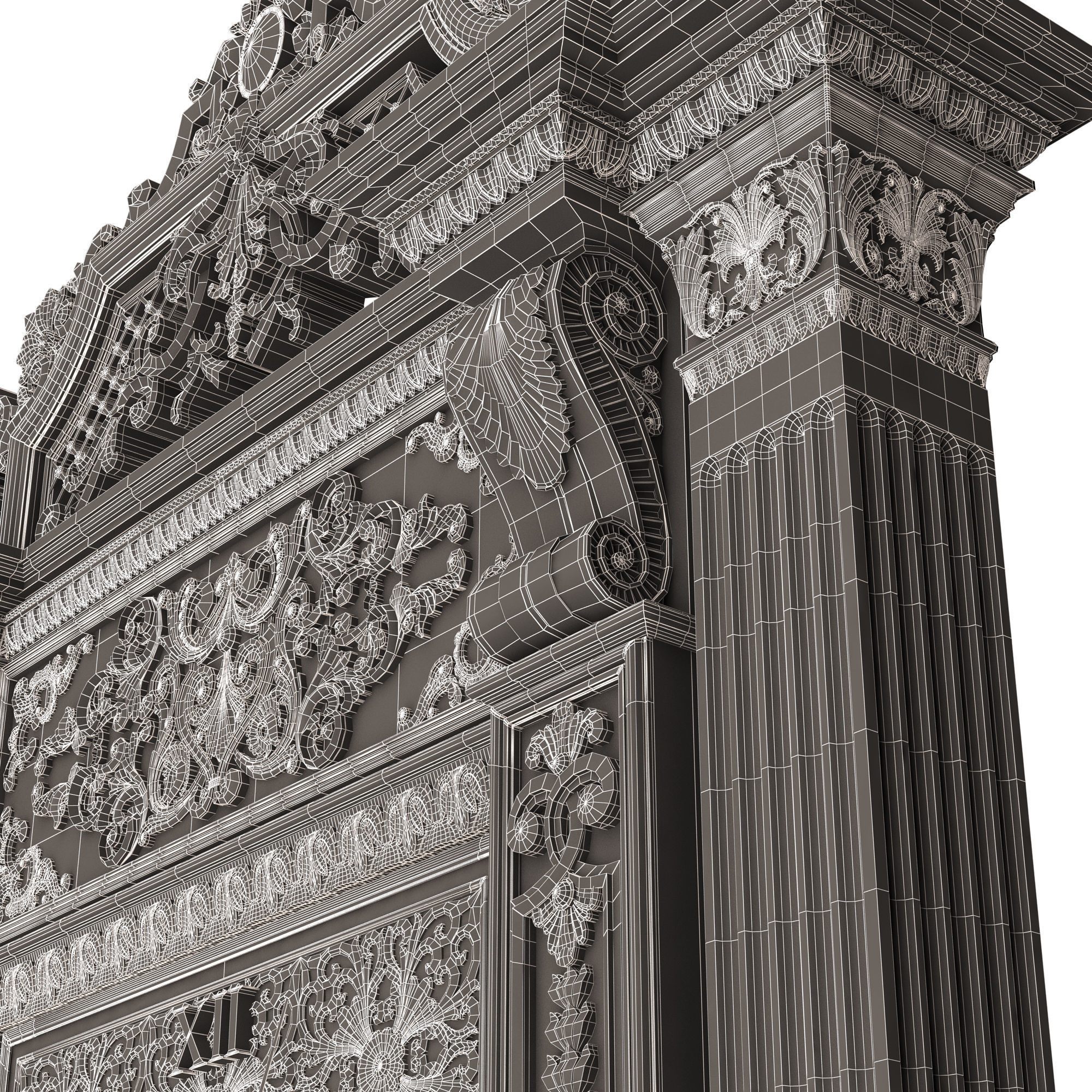 Classic Clock 020 Chrome Low-poly 3D model_29