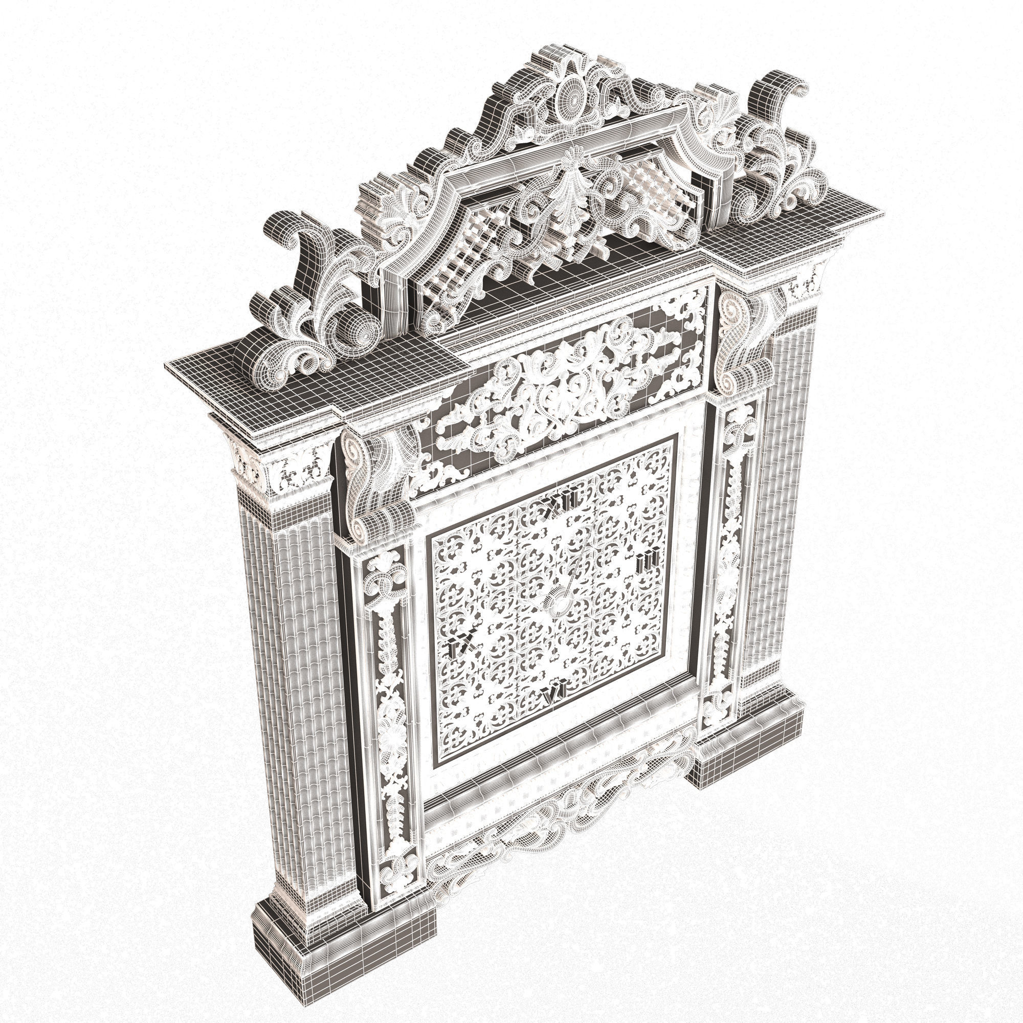 Classic Clock 020 Chrome Low-poly 3D model_12