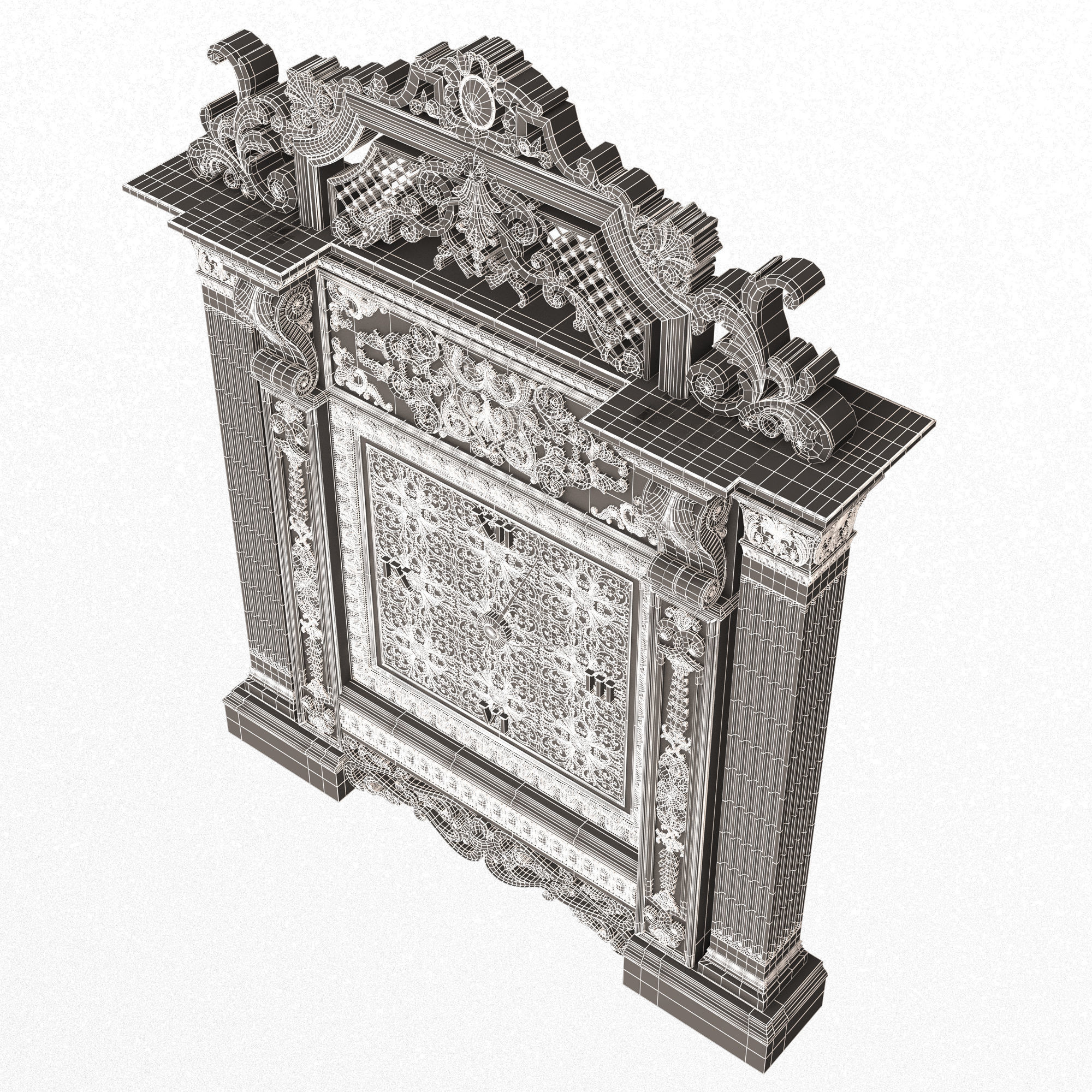 Classic Clock 020 Chrome Low-poly 3D model_23