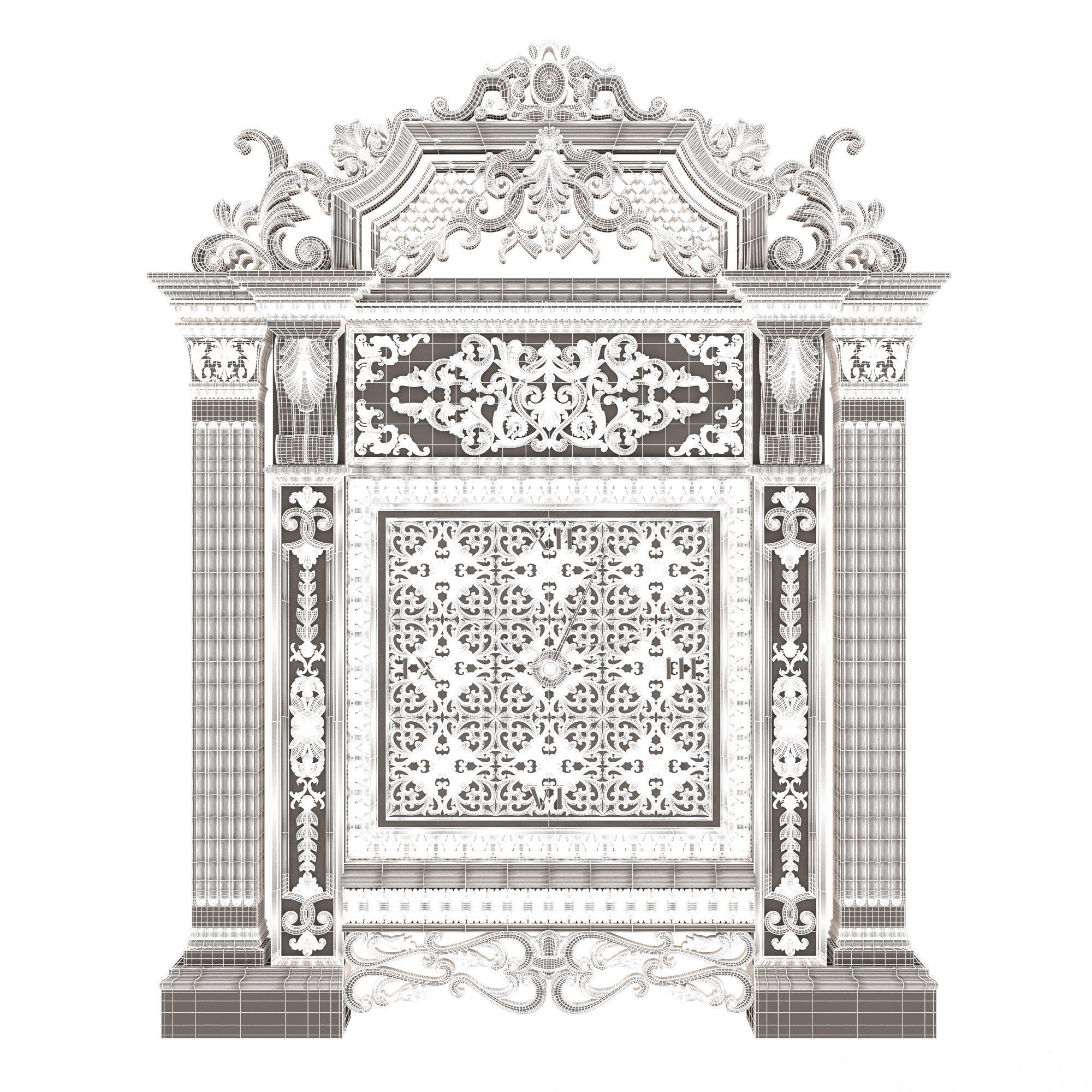 Classic Clock 020 Chrome Low-poly 3D model_10