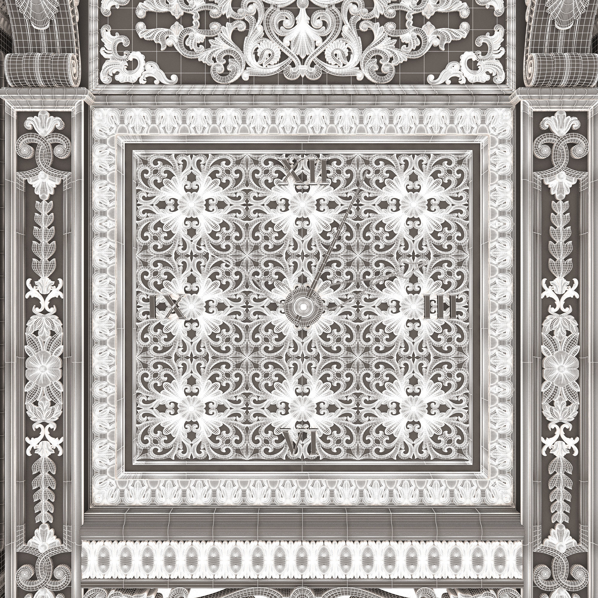 Classic Clock 020 Chrome Low-poly 3D model_17