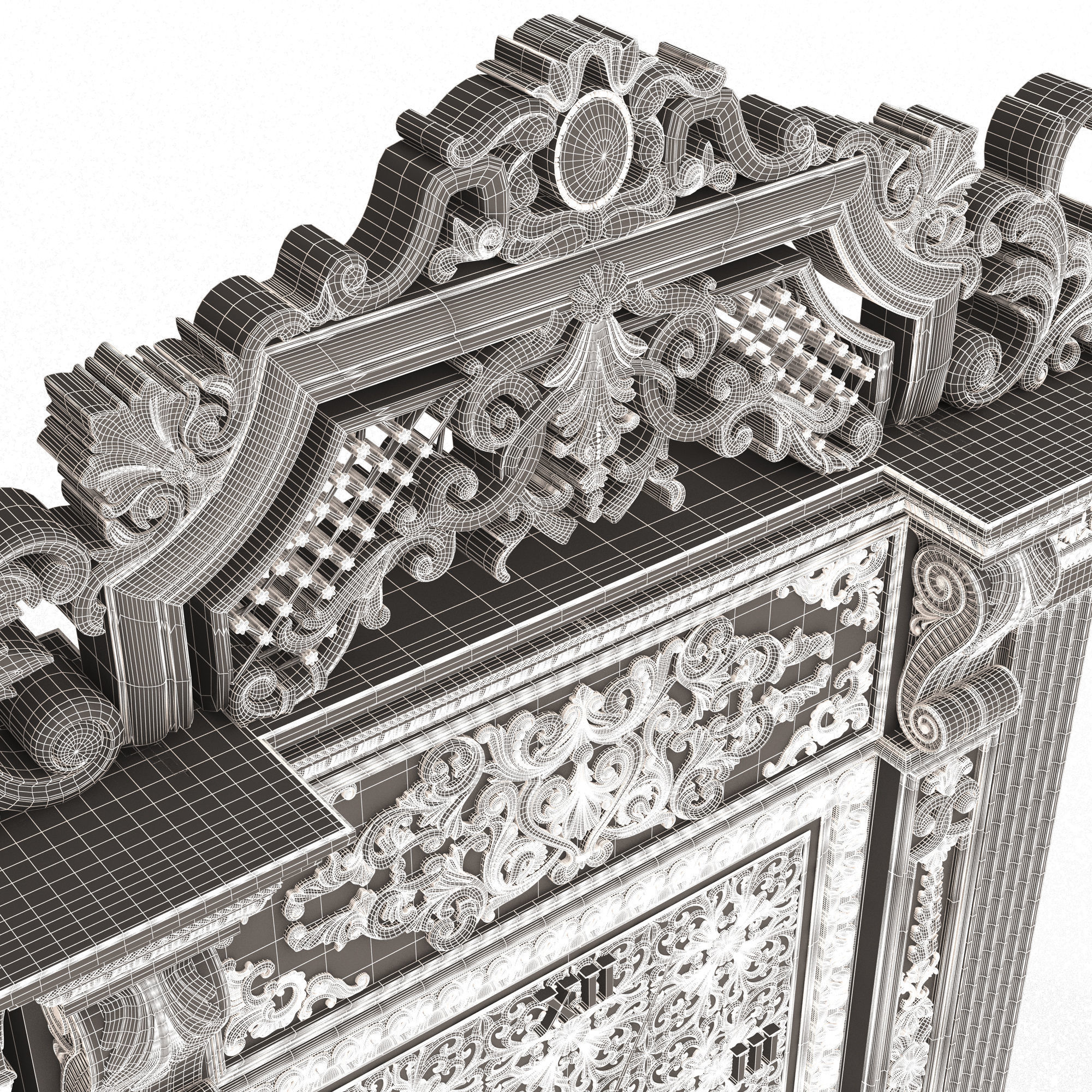 Classic Clock 020 Chrome Low-poly 3D model_18