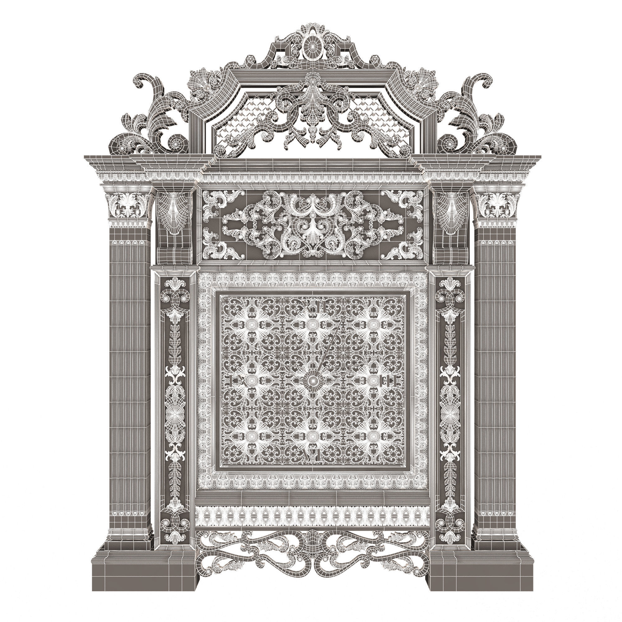 Classic Clock 020 Chrome Low-poly 3D model_20