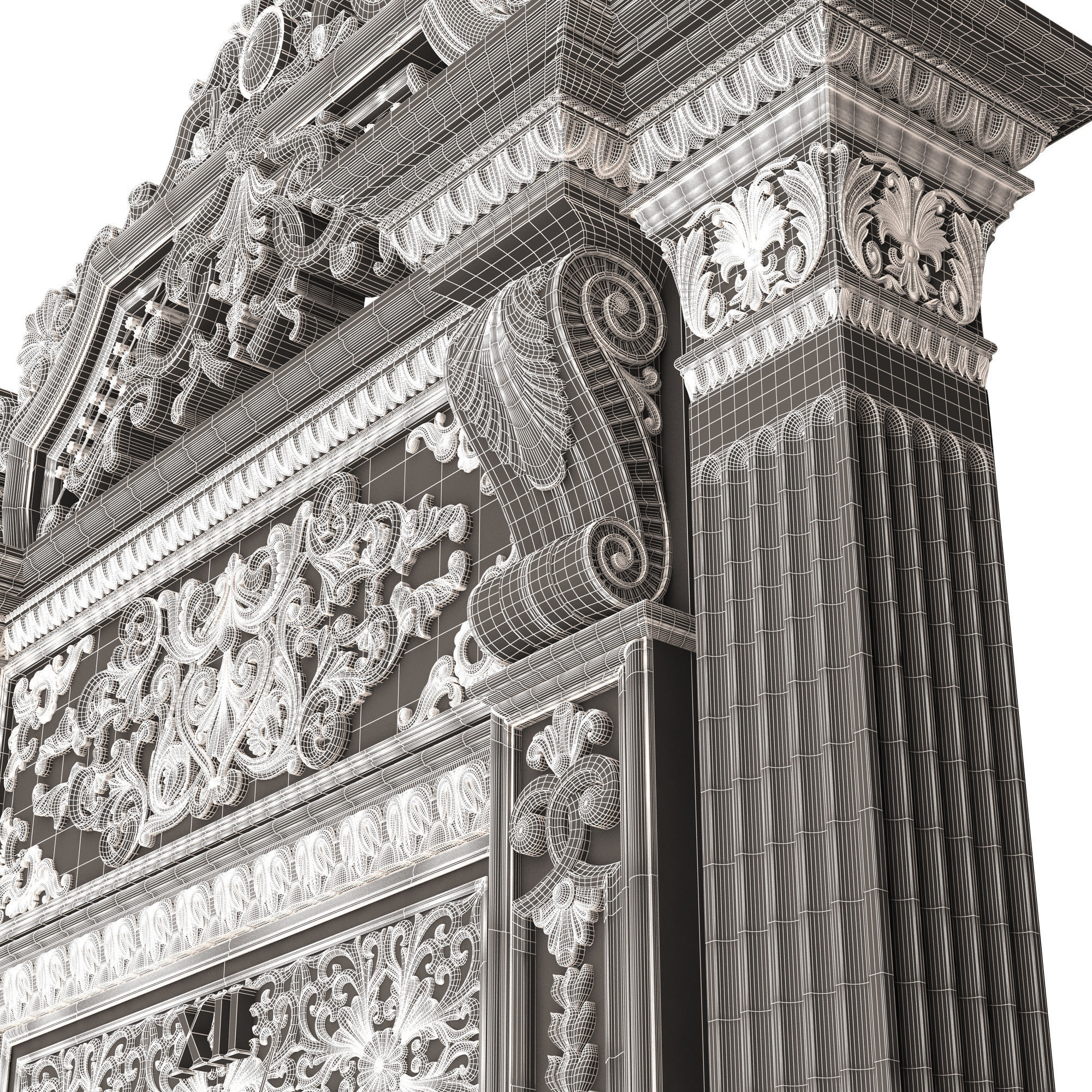 Classic Clock 020 Chrome Low-poly 3D model_19