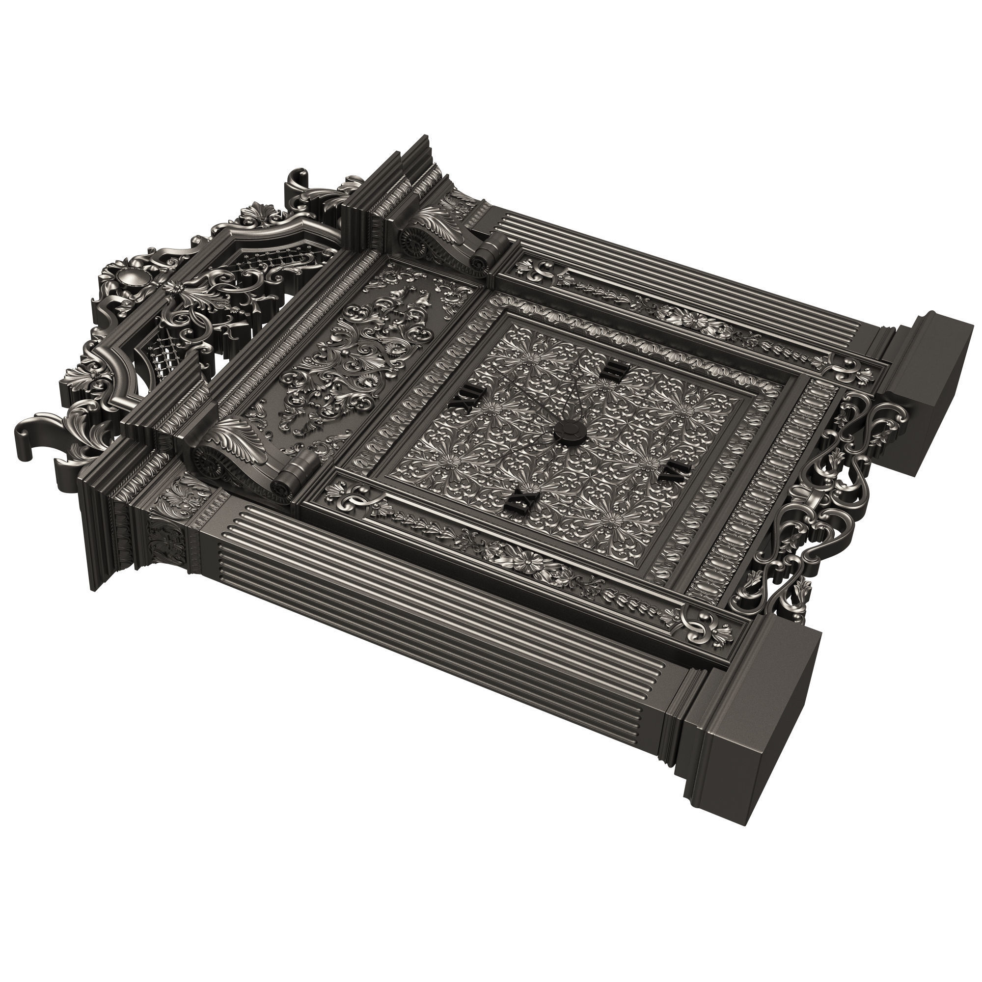 Classic Clock 020 Chrome Low-poly 3D model_6