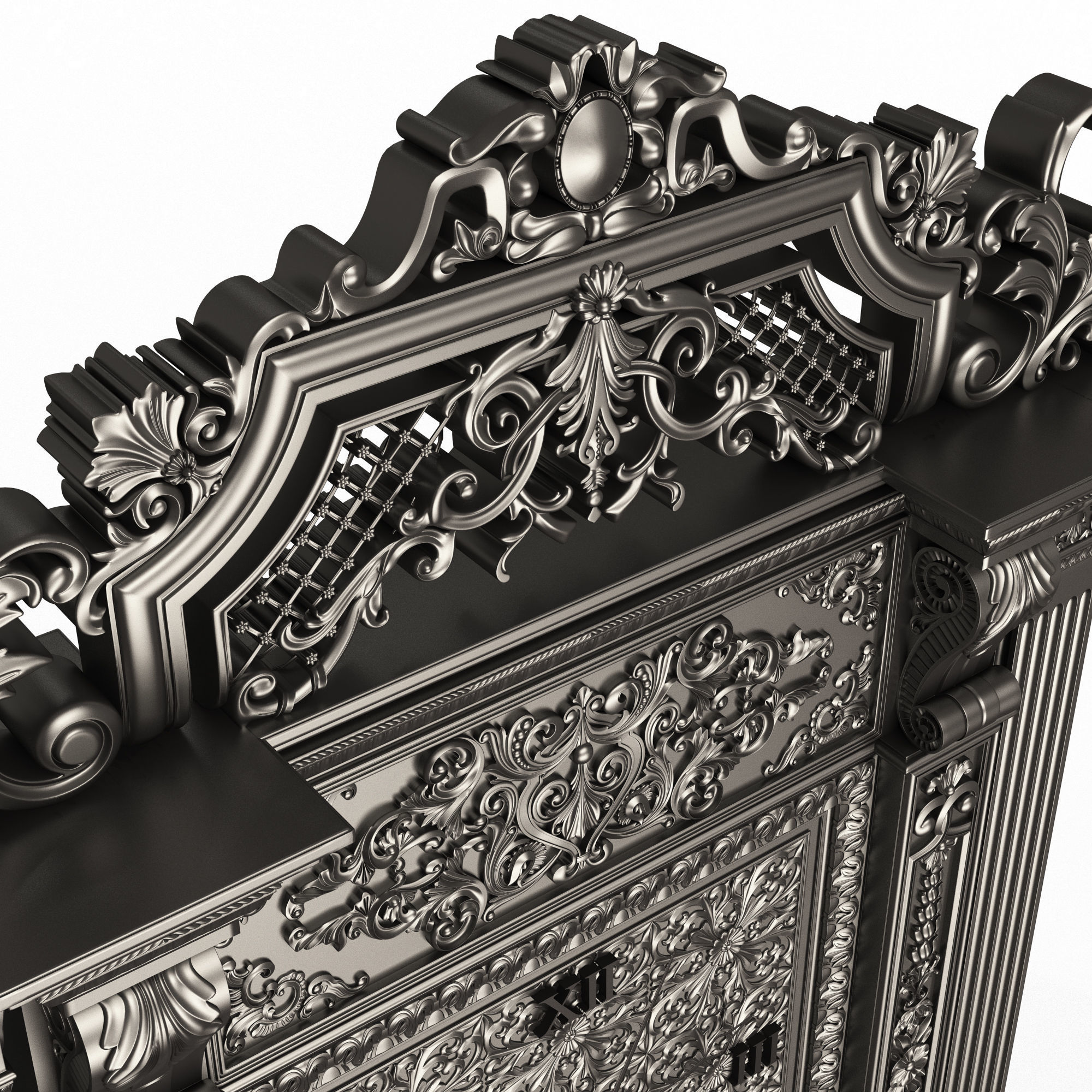 Classic Clock 020 Chrome Low-poly 3D model_8