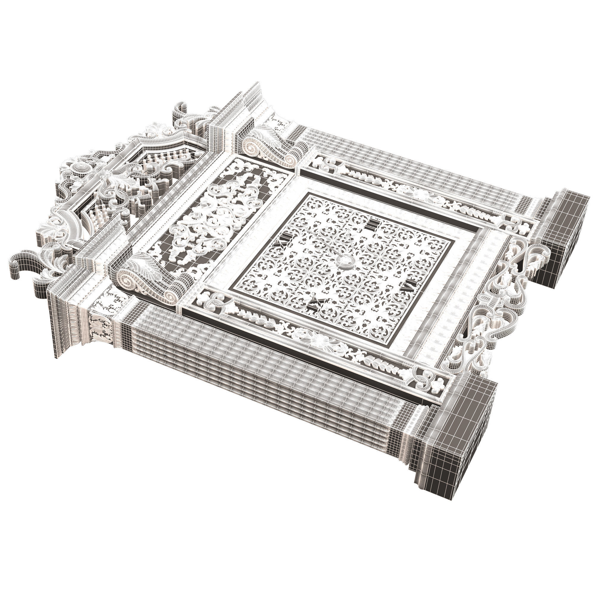 Classic Clock 020 Chrome Low-poly 3D model_16