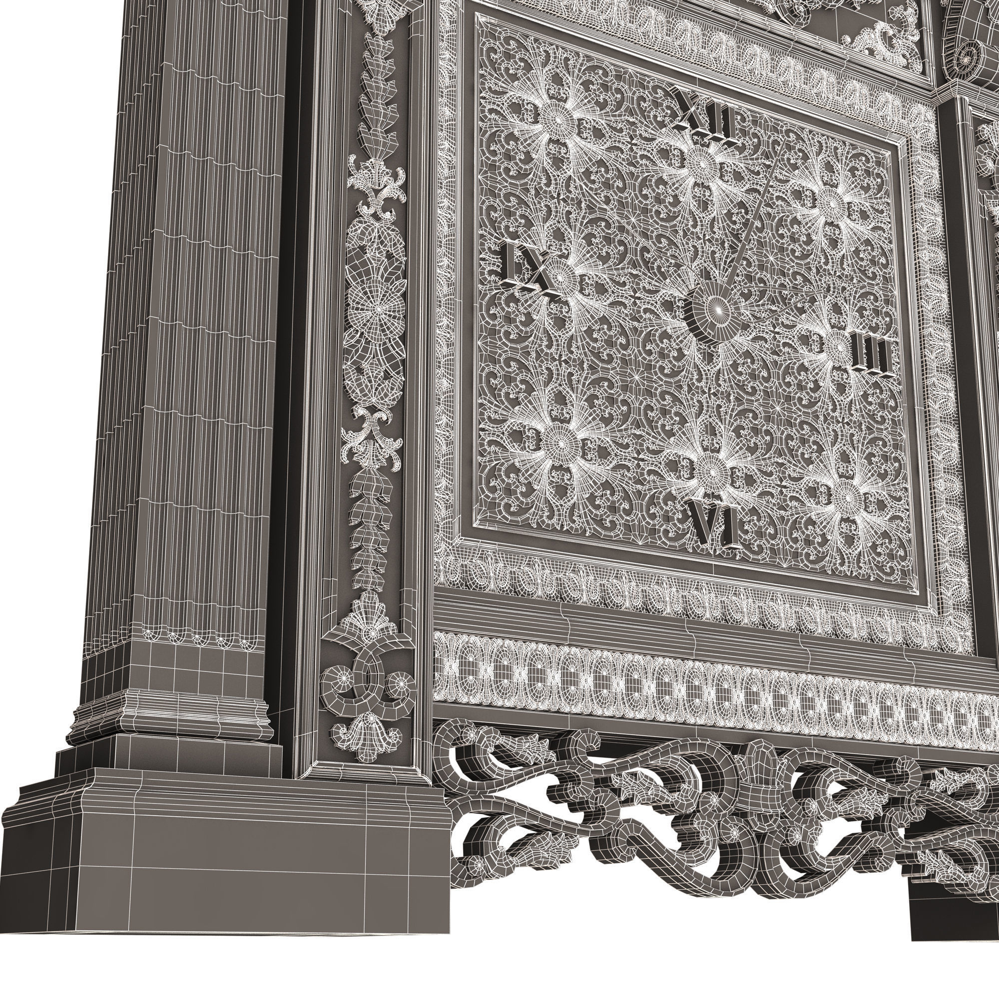 Classic Clock 020 Chrome Low-poly 3D model_21