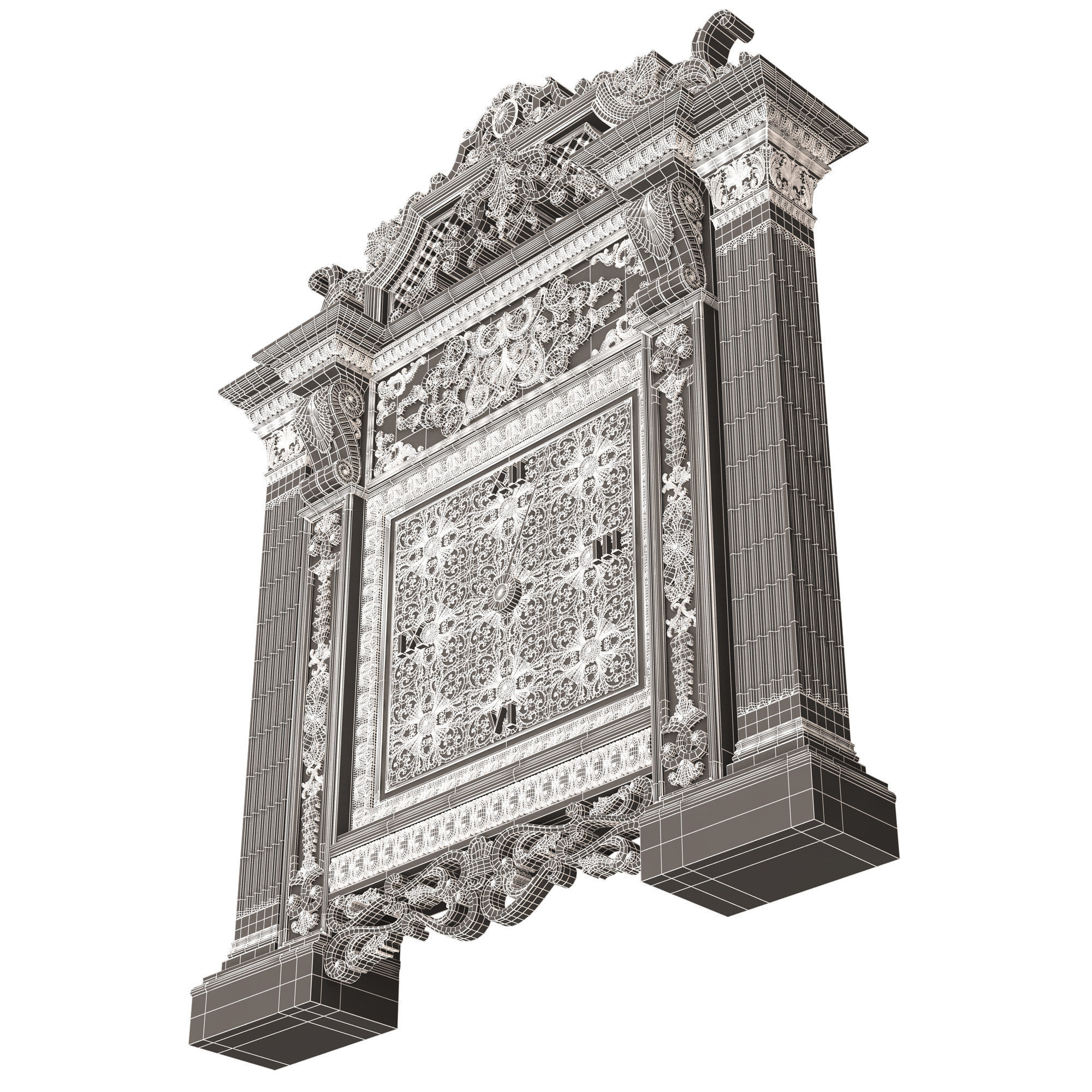 Classic Clock 020 Chrome Low-poly 3D model_25