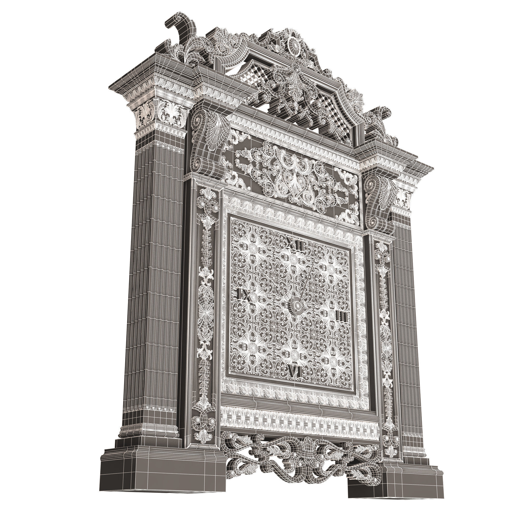 Classic Clock 020 Chrome Low-poly 3D model_24