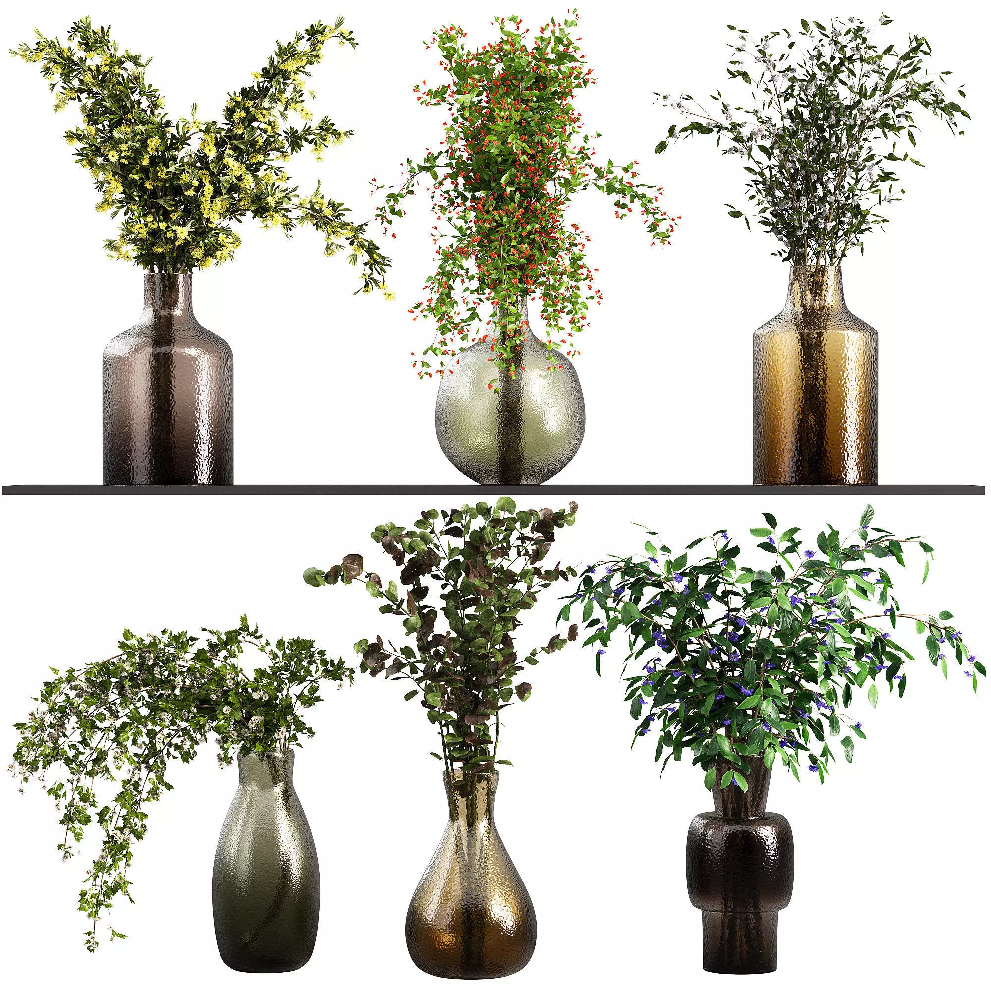 collection Plants bouquet vase 3D model