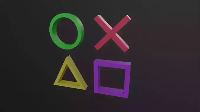 Playstation Button Symbols 3D Model