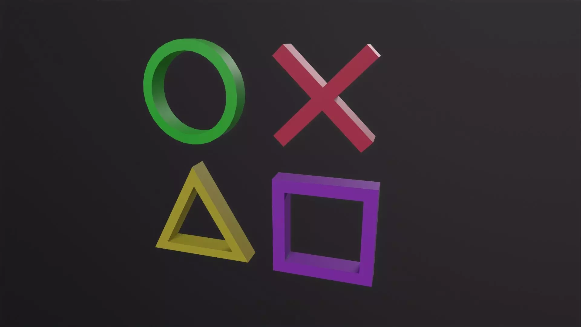 Playstation Button Symbols 3D Model Low-poly 3D model