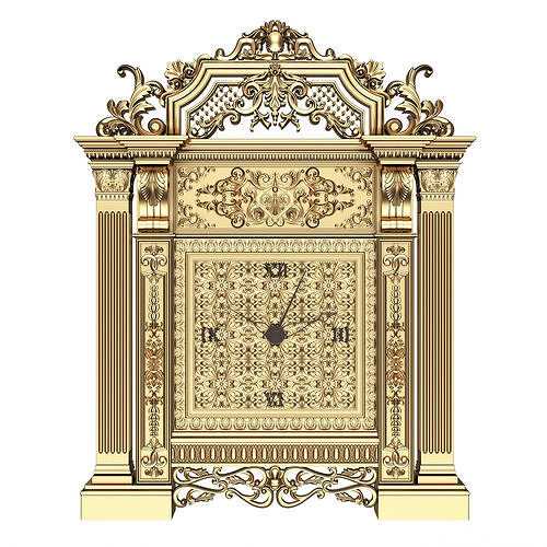 Classic Clock 020 Gold Low-poly 3D model