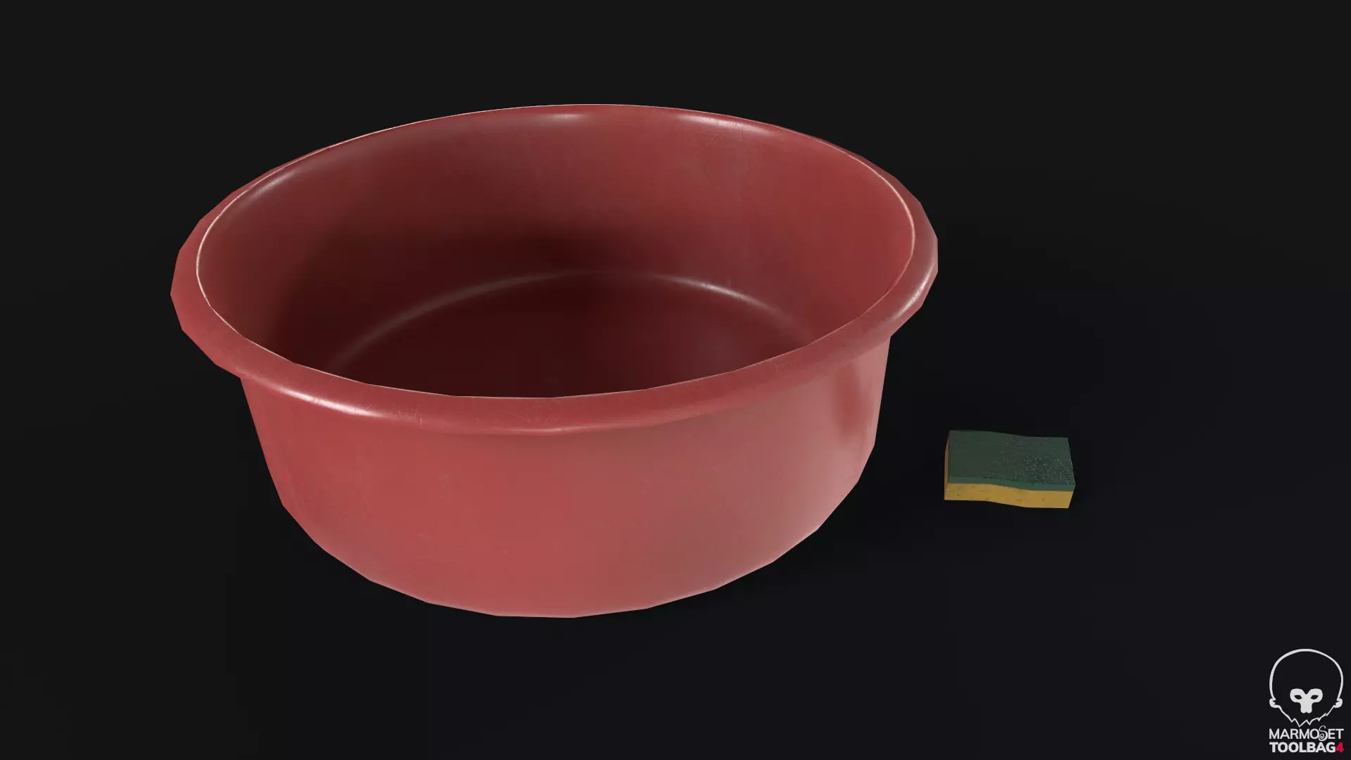 Basin and Sponge Low-poly 3D model_0