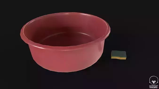 Basin and Sponge Low-poly 3D model
