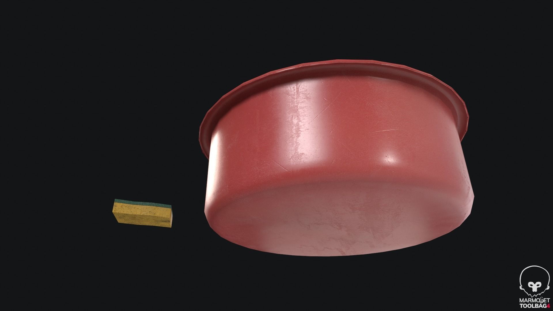 Basin and Sponge Low-poly 3D model_5