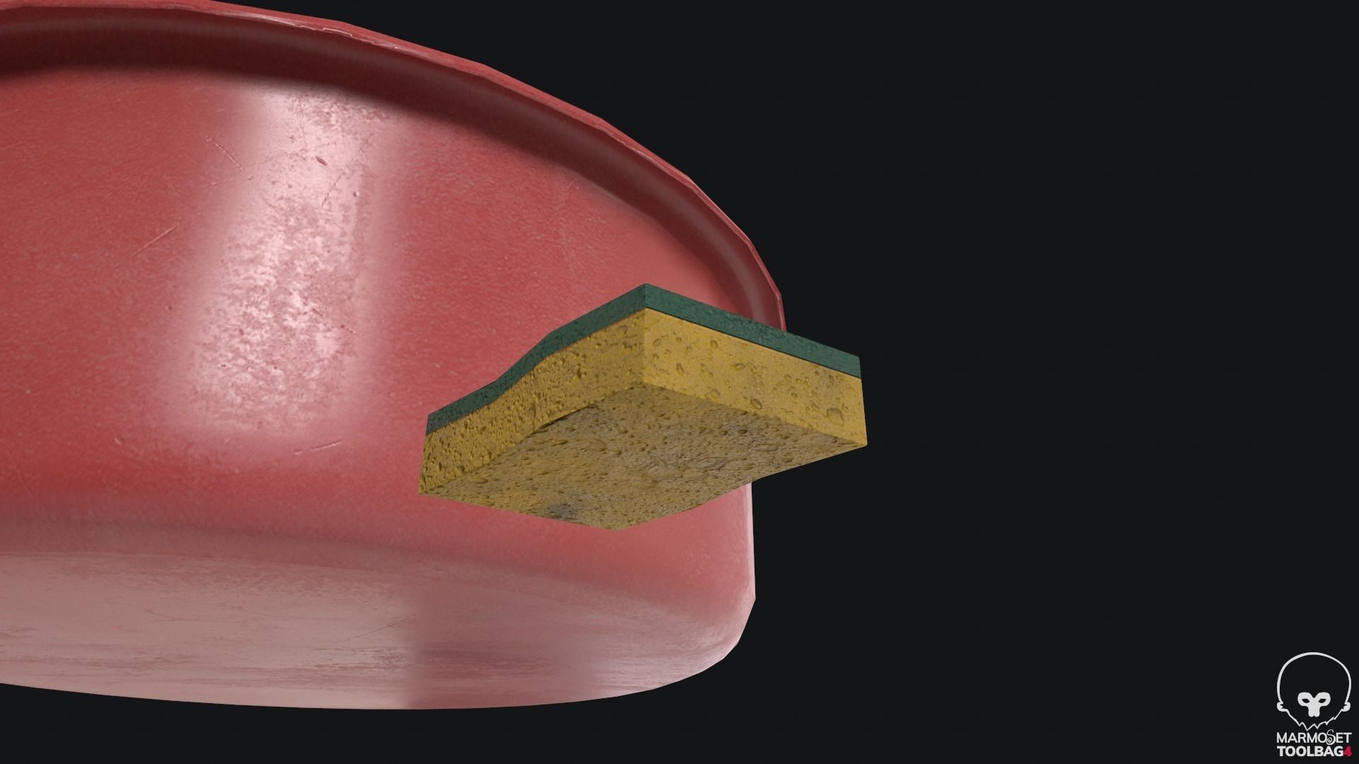 Basin and Sponge Low-poly 3D model_6