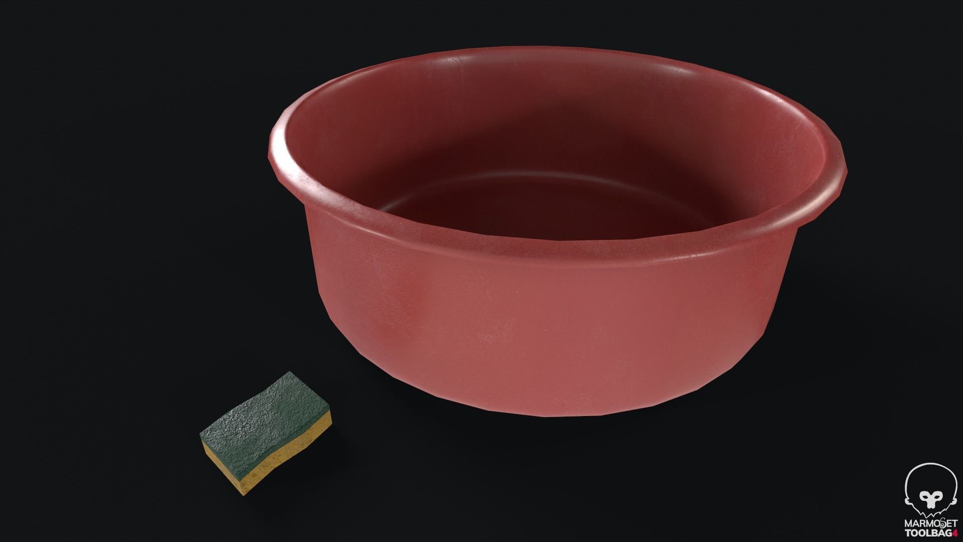 Basin and Sponge Low-poly 3D model_3