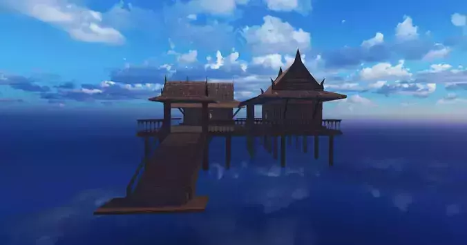 Thai traditional house 01 Low-poly 3D model