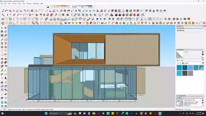Modern office building with interior detail