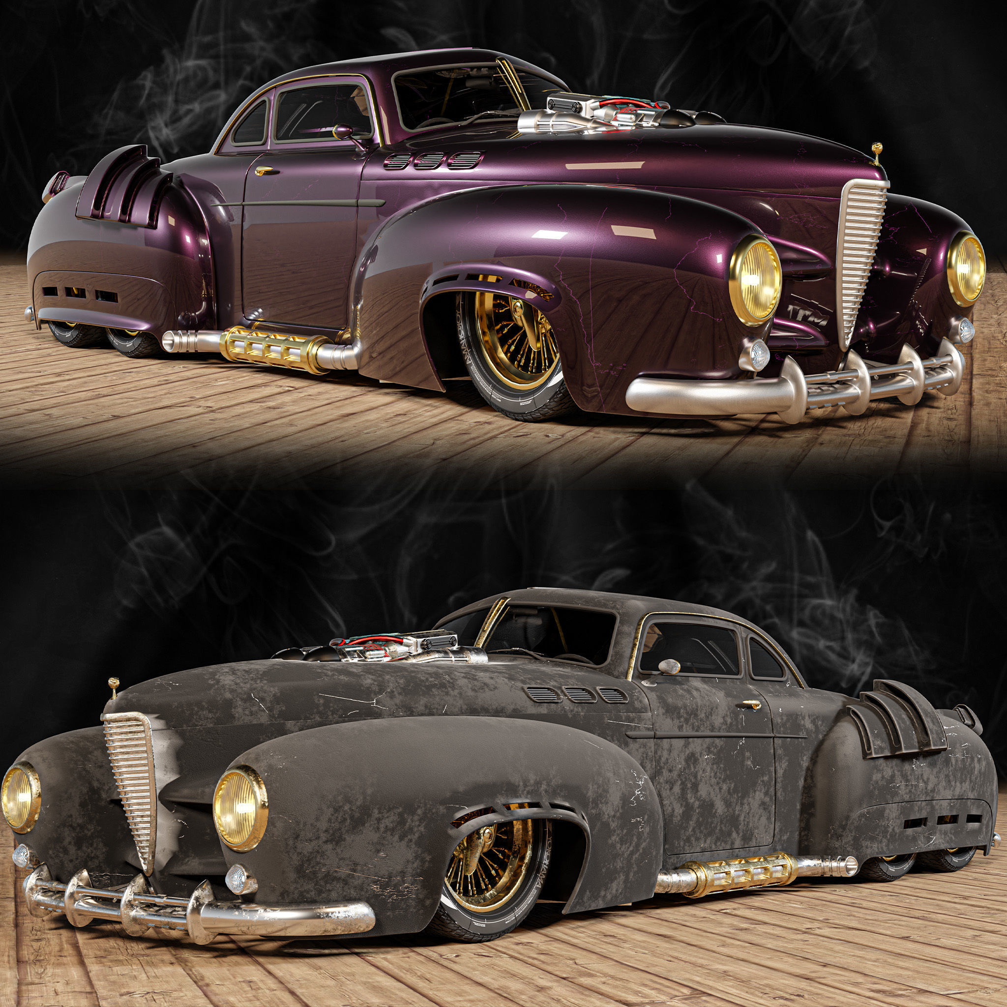 Classic in future sport car 3D model_1