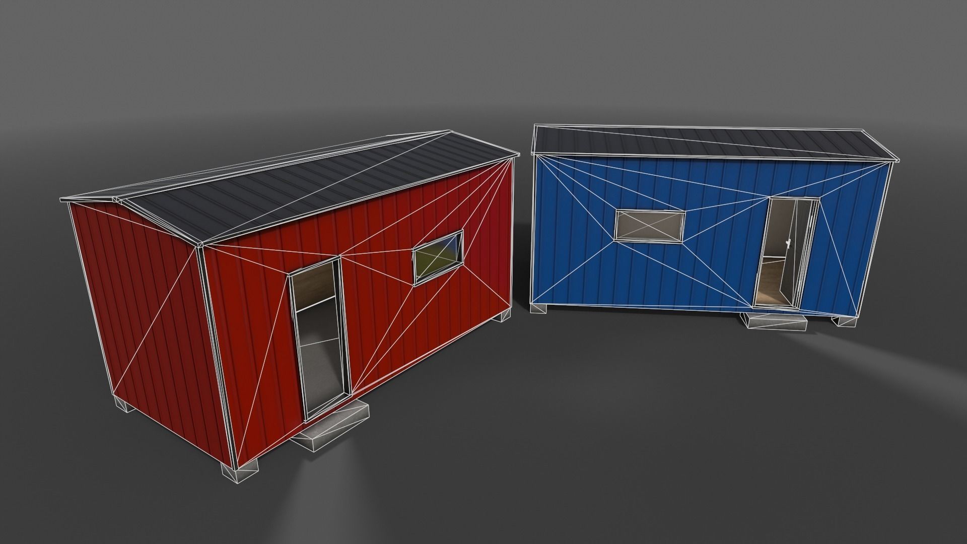PBR Shed House B 20ft V4 Low-poly 3D model_9