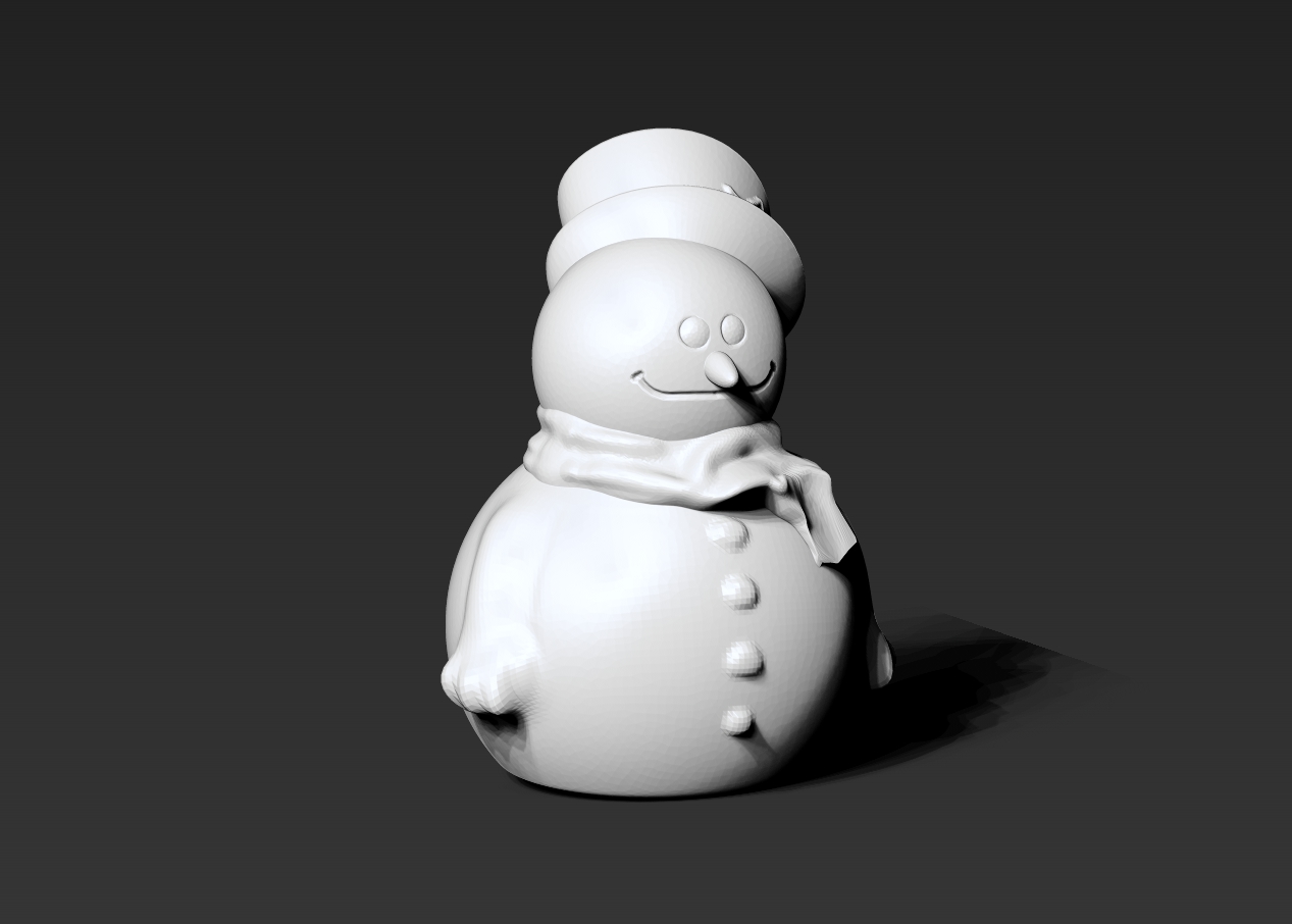 Snowman wearing hat and scarf 3D print model_3