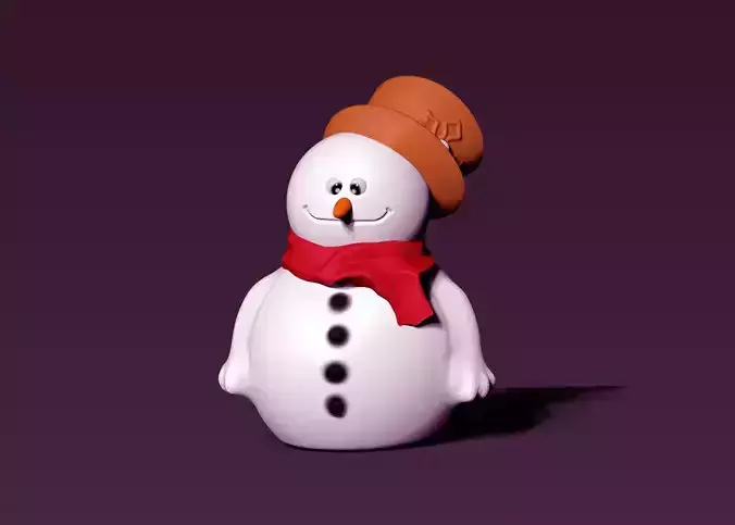 Snowman wearing hat and scarf 3D print model
