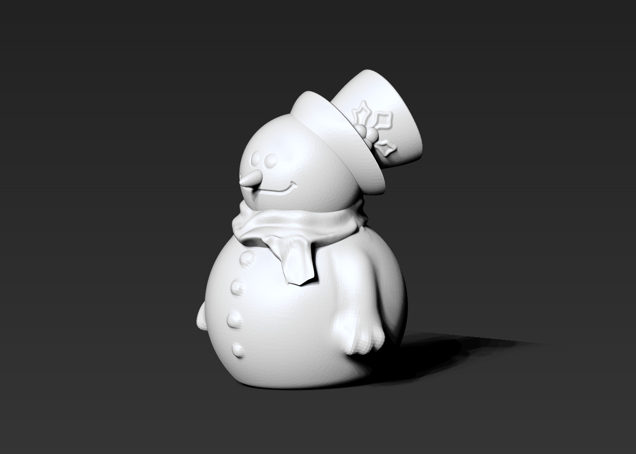 Snowman wearing hat and scarf 3D print model_2