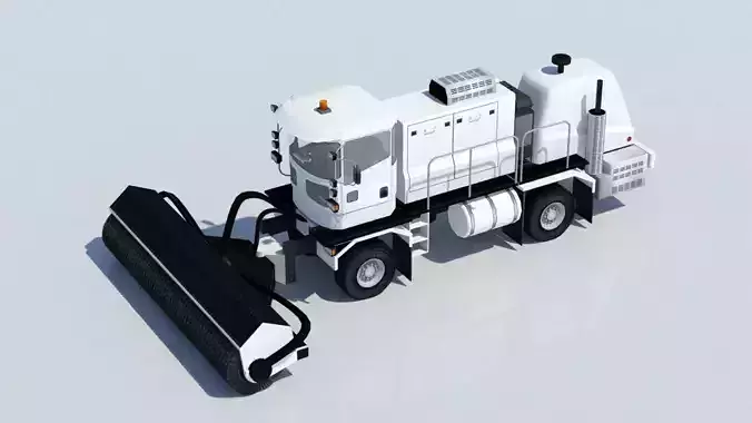 Oshkosh H Series Static Snow Sweep Airport Low Poly  Low-poly 3D model