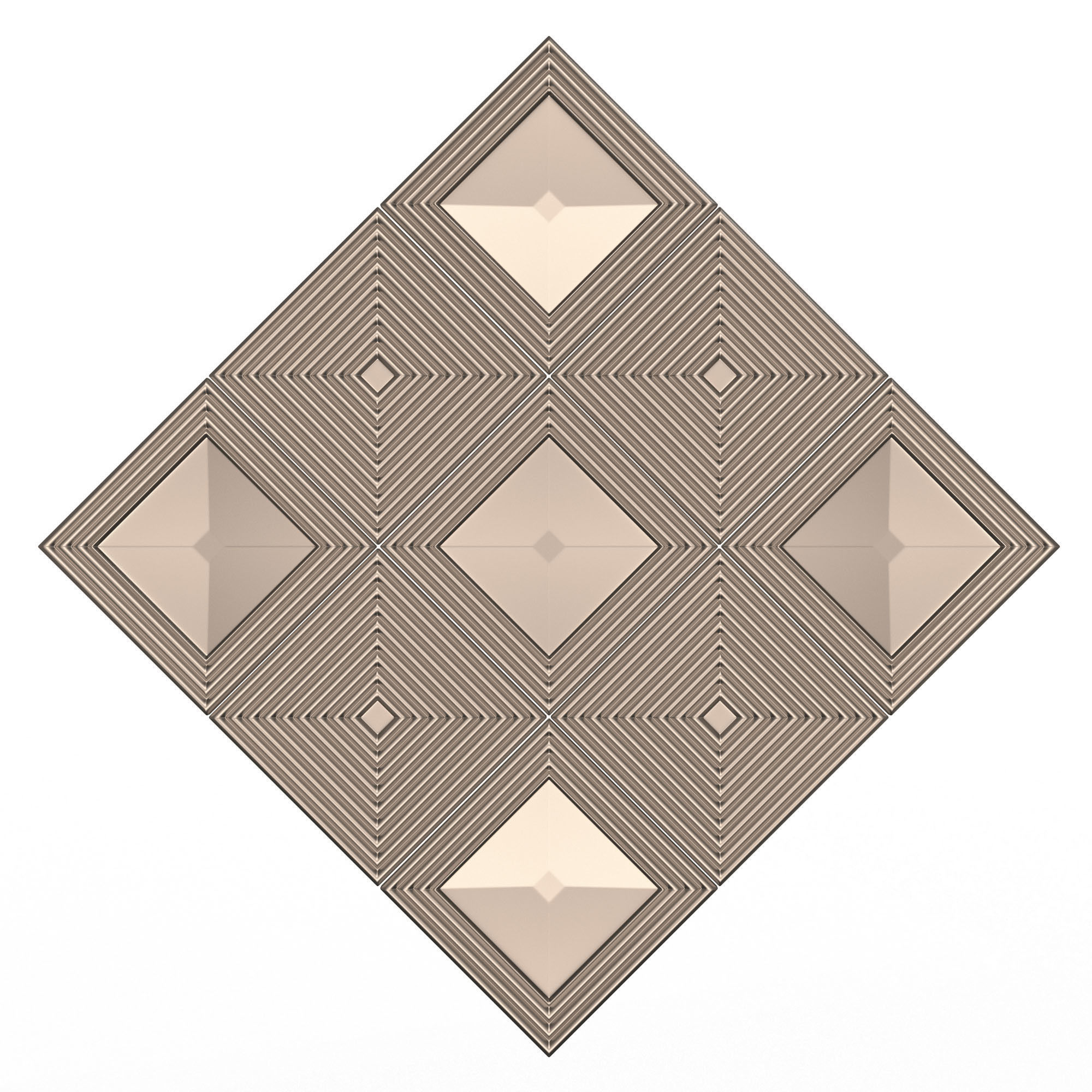 Parametric Decorative Panel 03 Chrome Low-poly 3D model_4