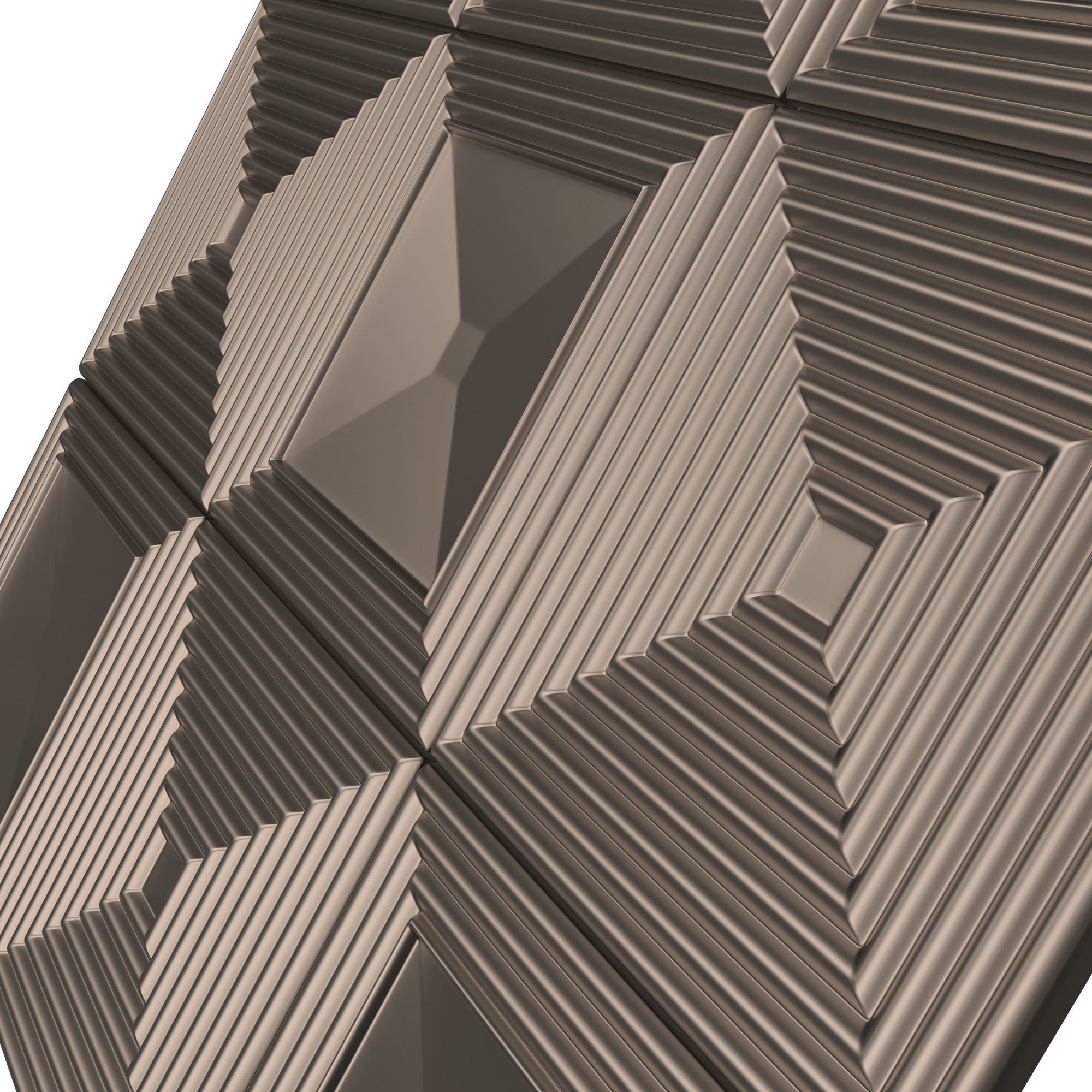 Parametric Decorative Panel 03 Chrome Low-poly 3D model_2