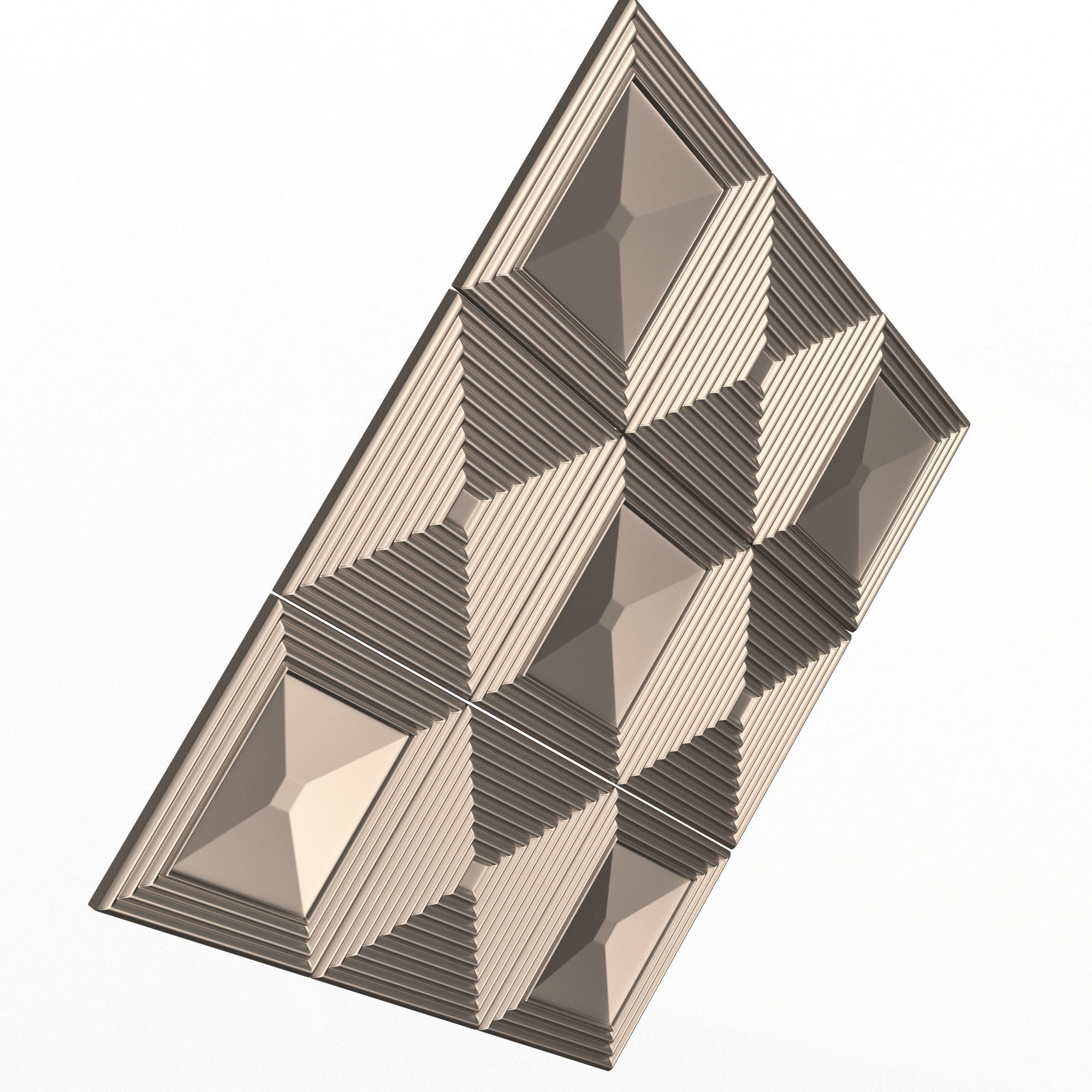 Parametric Decorative Panel 03 Chrome Low-poly 3D model_5