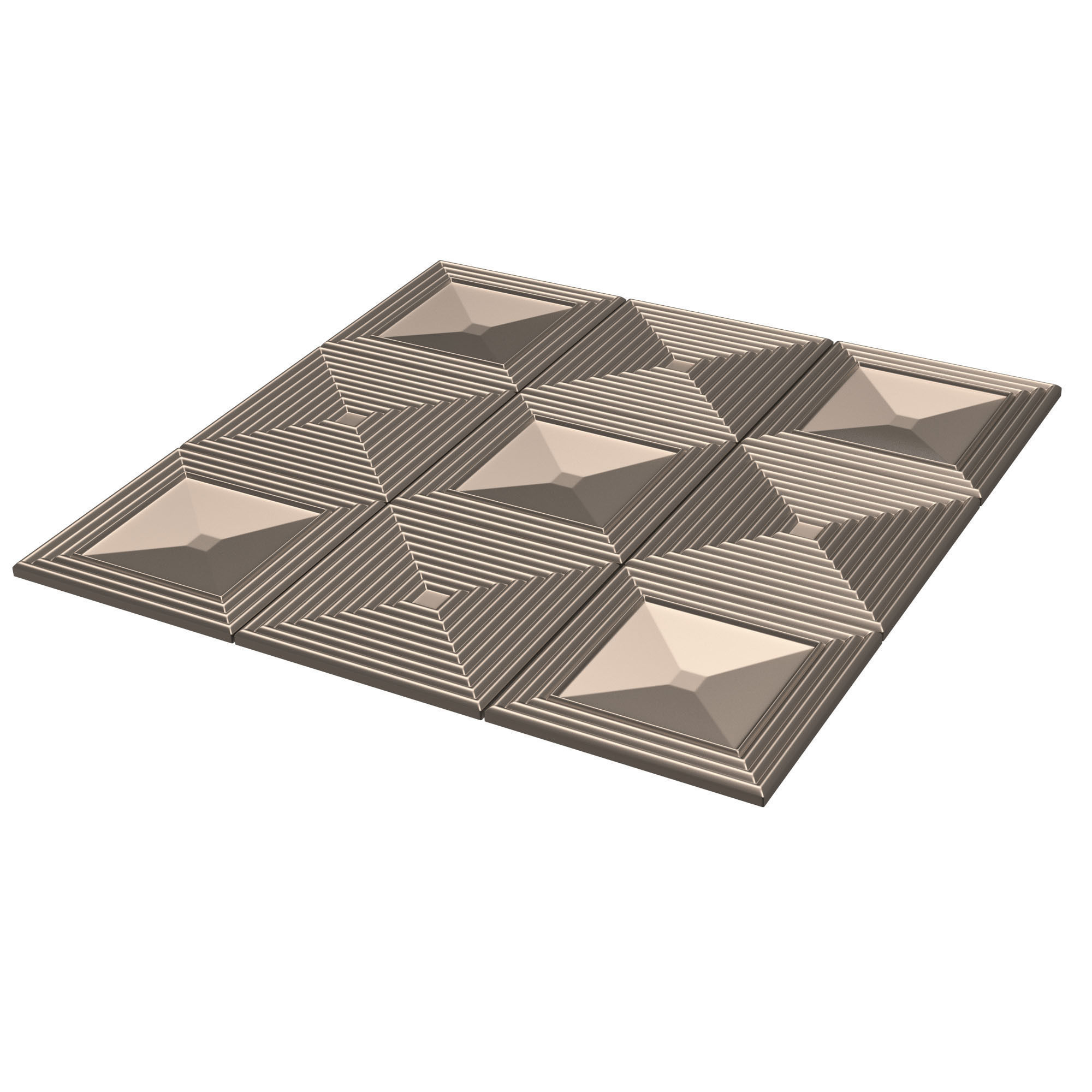 Parametric Decorative Panel 03 Chrome Low-poly 3D model_3