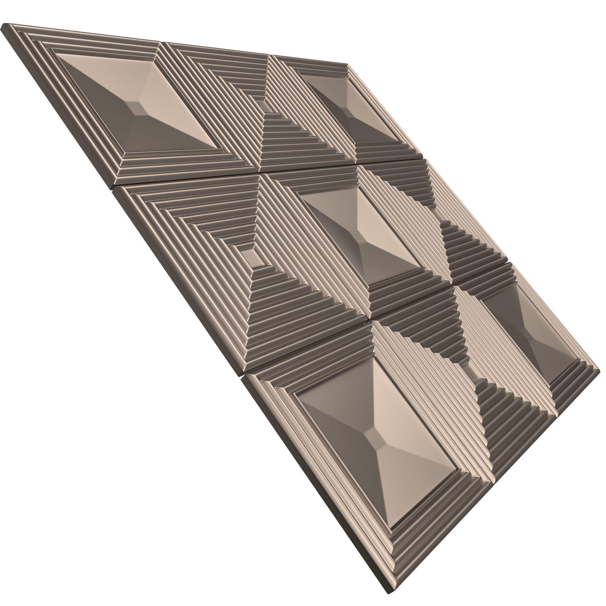 Parametric Decorative Panel 03 Chrome Low-poly 3D model_1